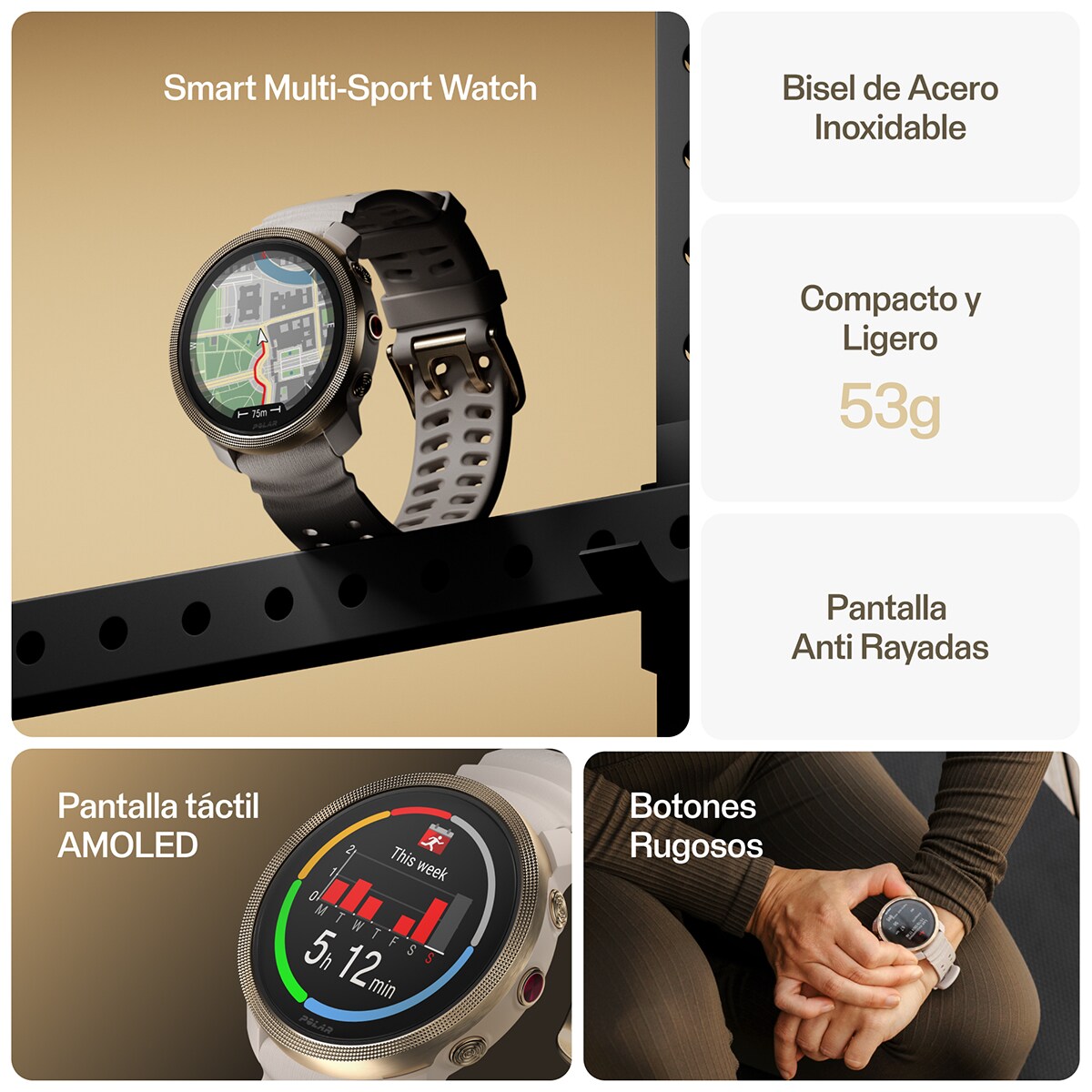 Relógio Smartwatch Vantage M3 S/L Cinzento / Dourado-3
