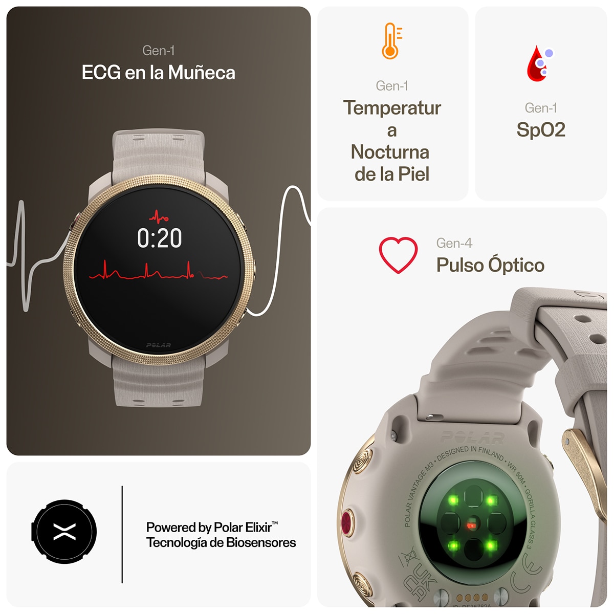 Relógio Smartwatch Vantage M3 S/L Cinzento / Dourado-5