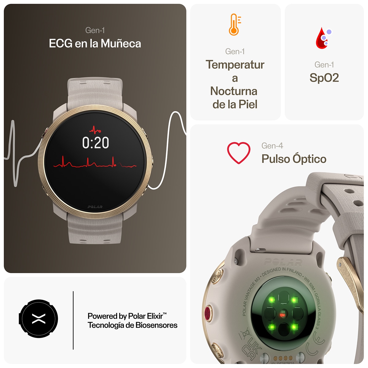 Relógio Smartwatch Vantage M3 S/L Cinzento / Dourado-5