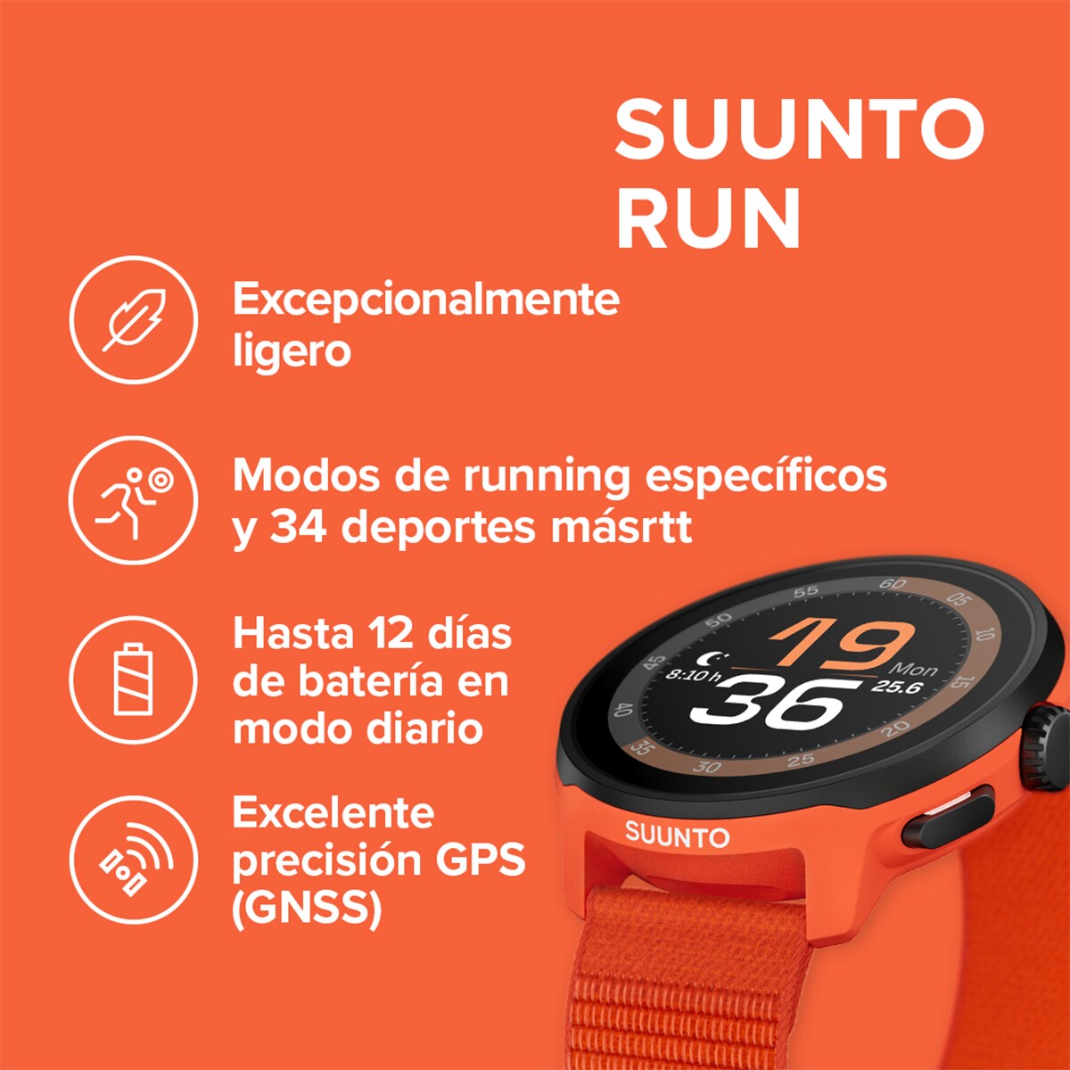 Relógio Desportivo Run Coral Orange Laranja-2