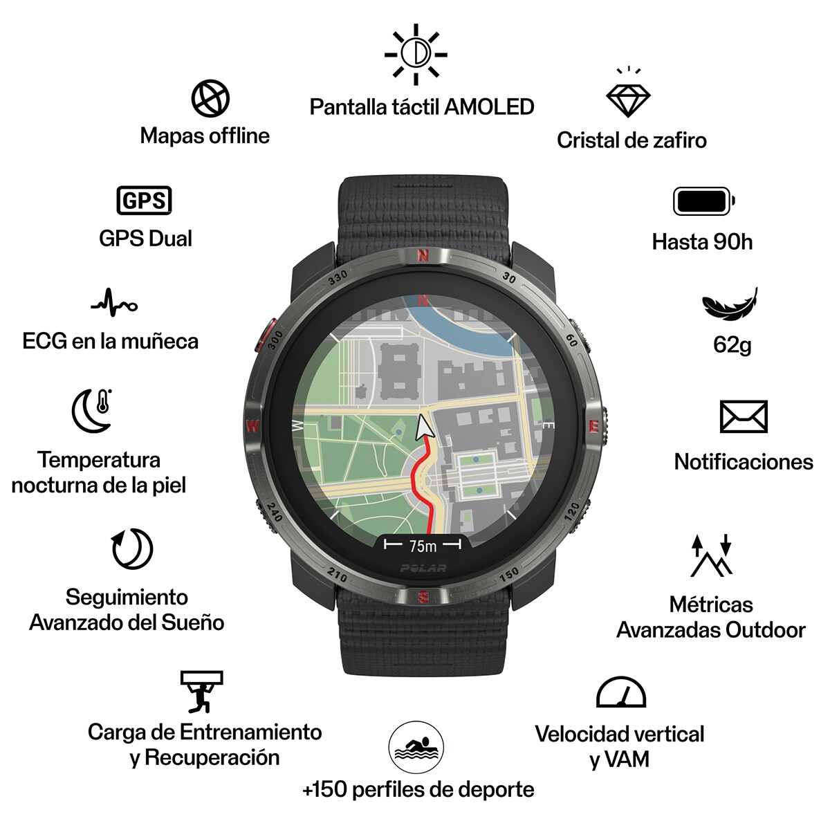 Relógio Smartwatch Grit X2 Outdoor Watch S-L - Preto Preto-3