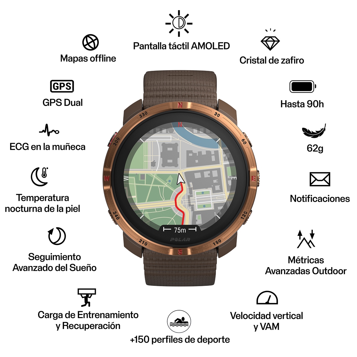Relógio Smartwatch Grit X2 Outdoor Watch S-L - Castanho Castanho-2
