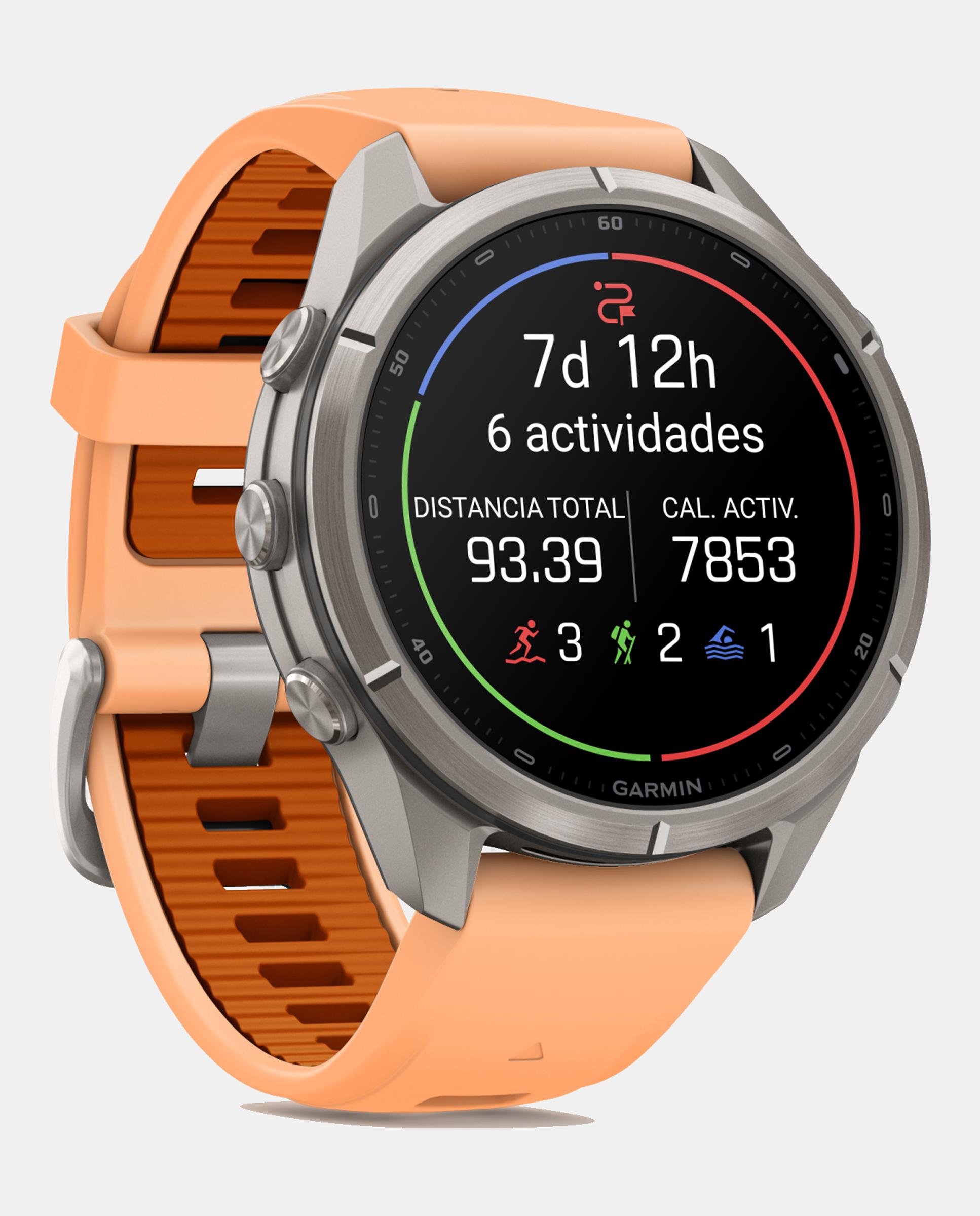Relógio Smartwach Fénix 9 Pro - Inreach, 43 Mm Caixa de Titânio com Bracelete de Silicone Salmão Preto-2