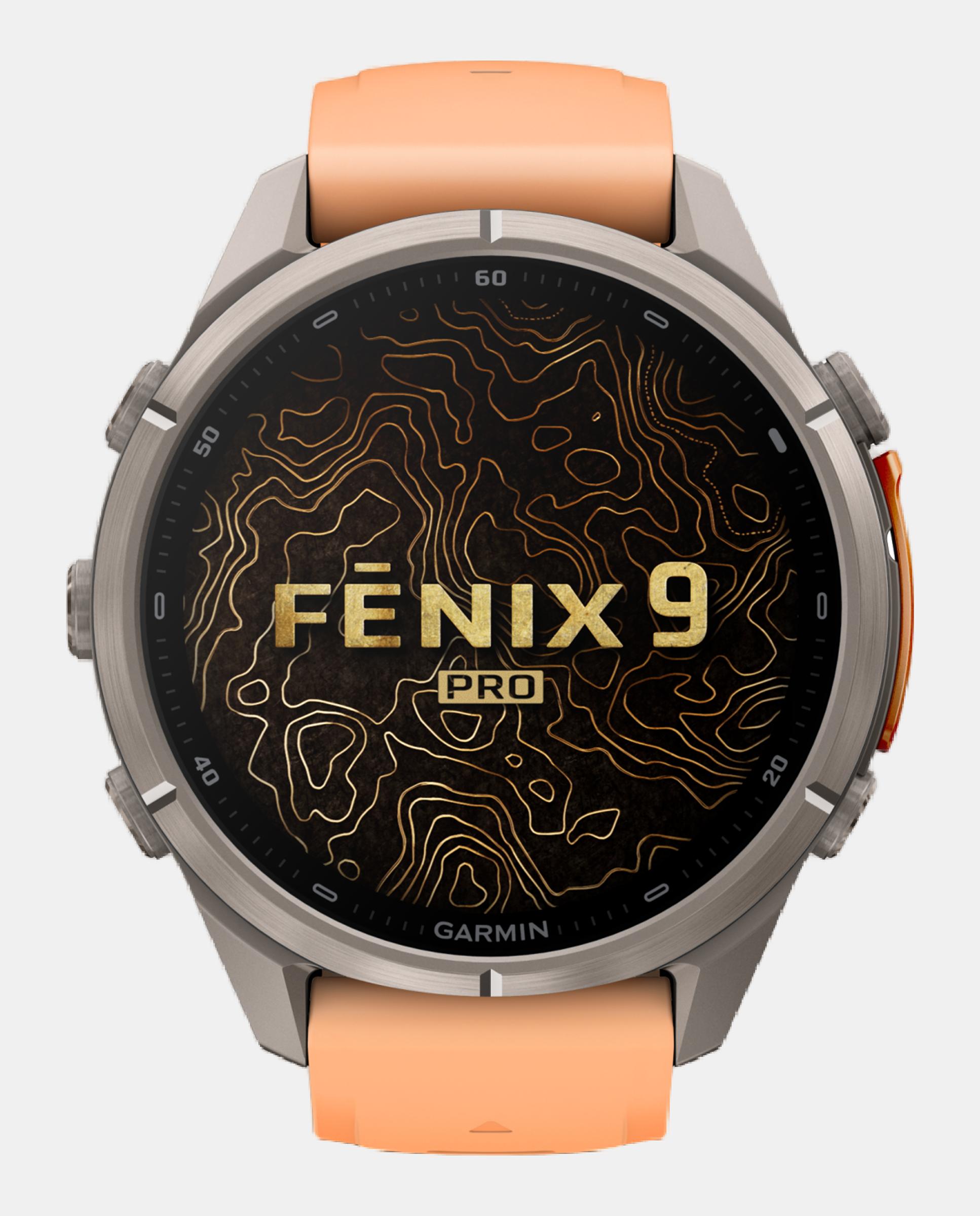 Relógio Smartwach Fénix 9 Pro - Inreach, 43 Mm Caixa de Titânio com Bracelete de Silicone Salmão Preto-3