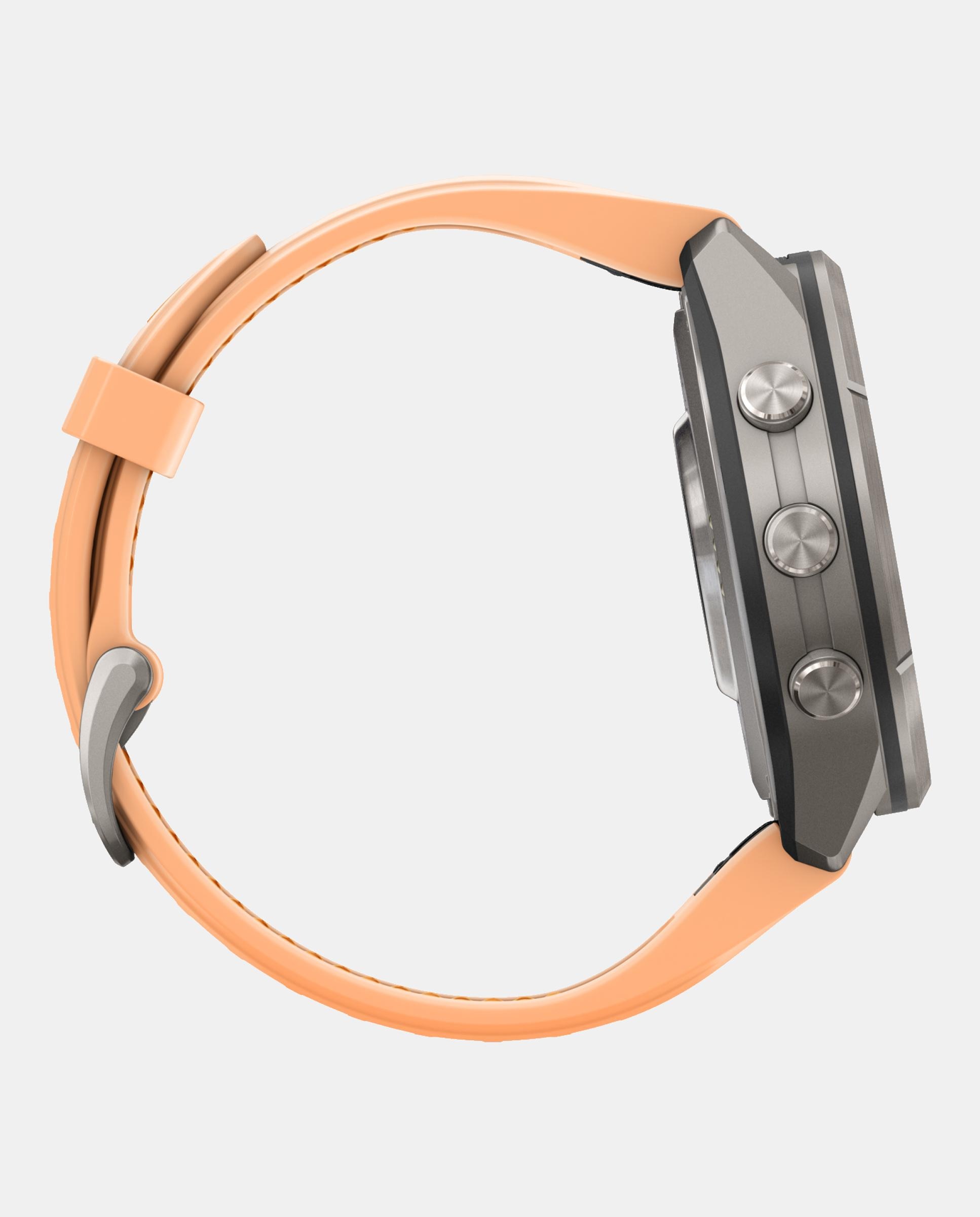 Relógio Smartwach Fénix 9 Pro - Inreach, 43 Mm Caixa de Titânio com Bracelete de Silicone Salmão Preto-6