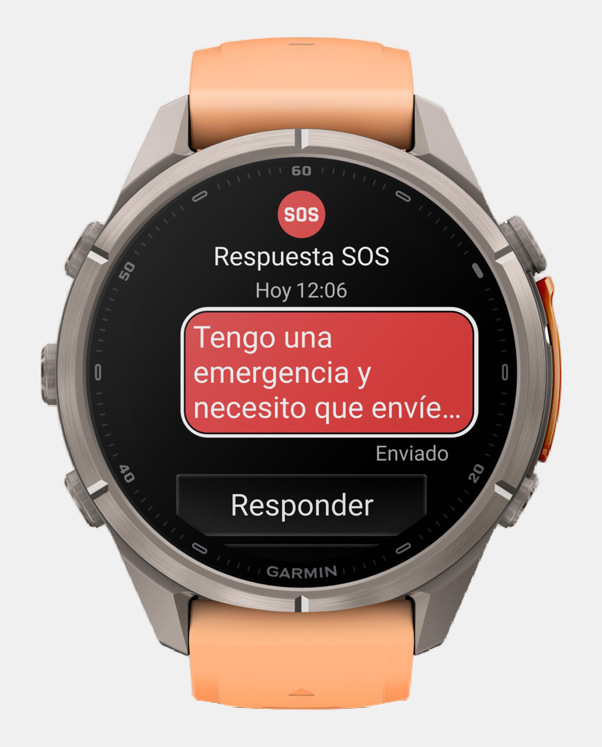 Relógio Smartwach Fénix 9 Pro - Inreach, 43 Mm Caixa de Titânio com Bracelete de Silicone Salmão Preto-8
