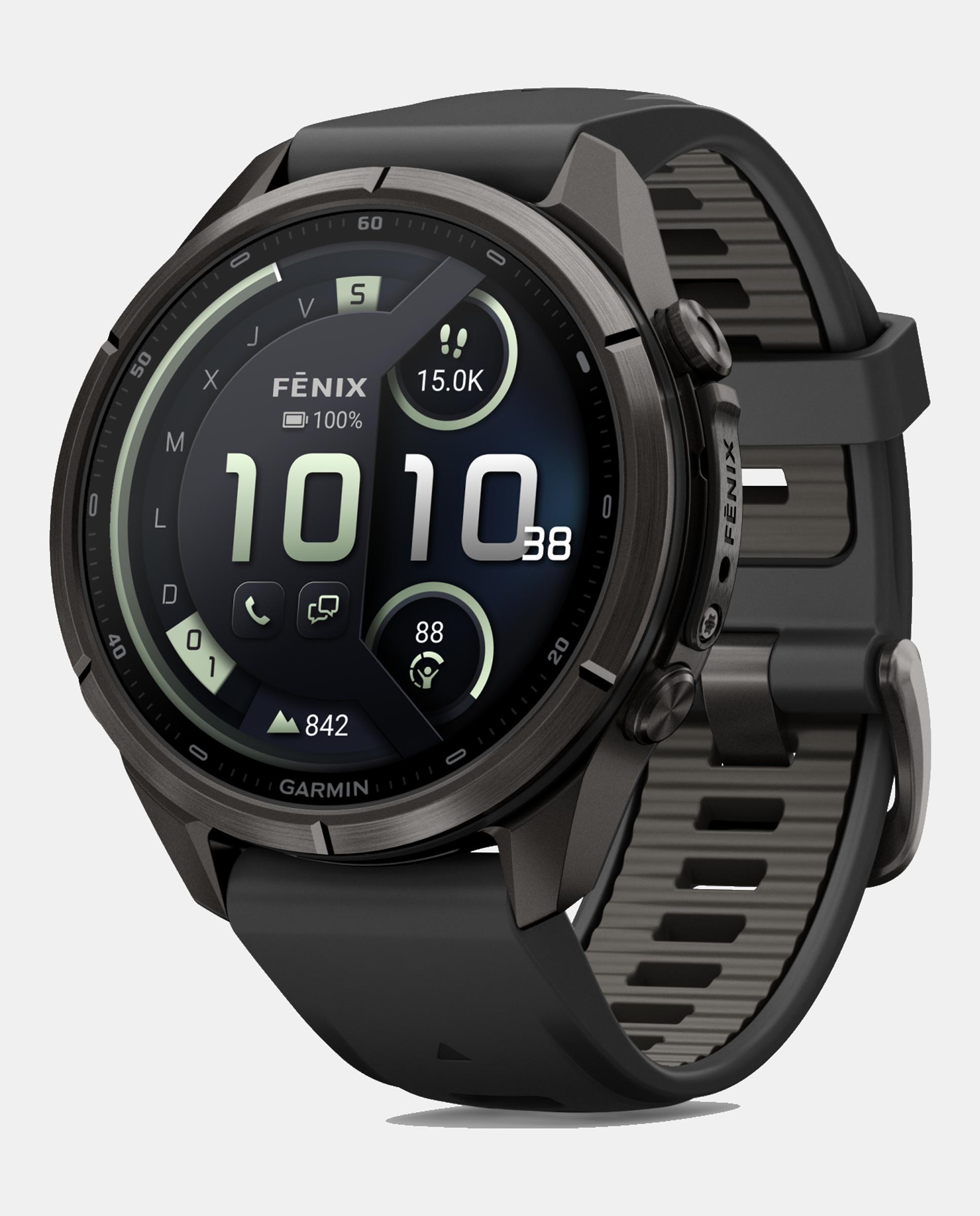 Garmin - Reloj Smartwach Fénix 9 Pro – Inreach, 43 Mm Garmin Caja De Titanio Con Recubrimiento Dlc Gris Carbón Con Correa De Silicona Negra.