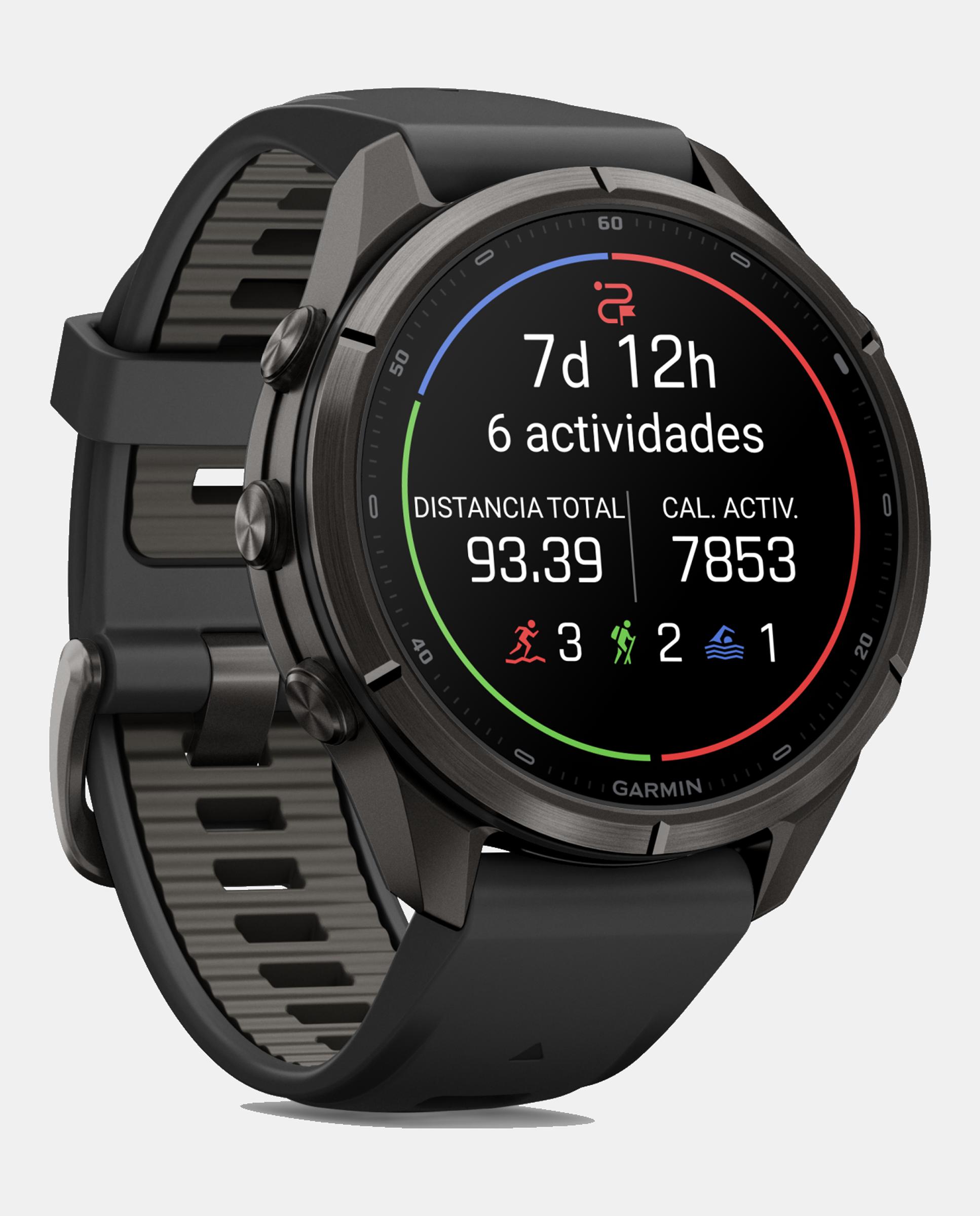 Reloj Smartwach Fénix 9 Pro – Inreach, 43 Mm Garmin Caja De Titanio Con Recubrimiento Dlc Gris Carbón Con Correa De Silicona Negra - Negro Negro-2