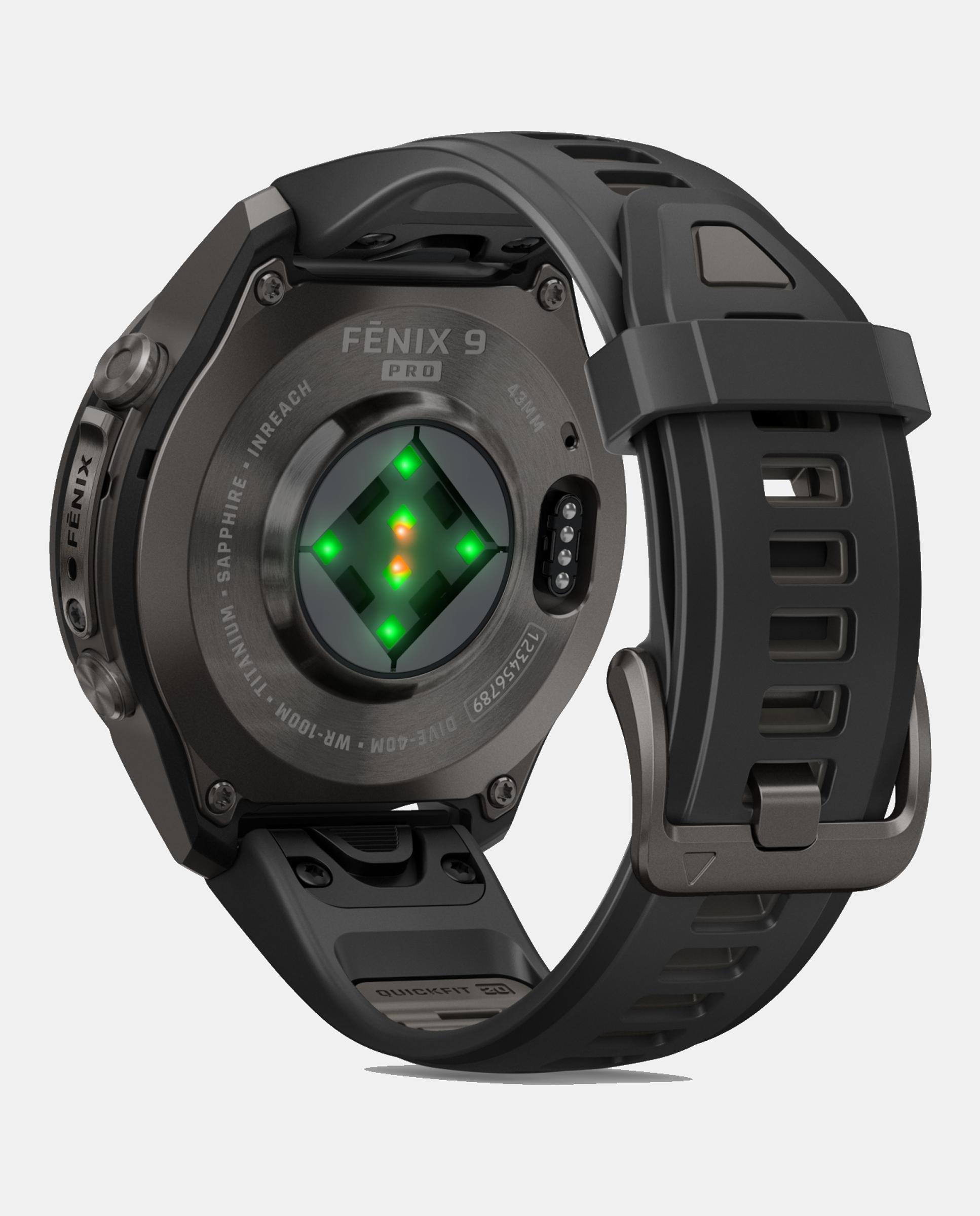 Reloj Smartwach Fénix 9 Pro – Inreach, 43 Mm Garmin Caja De Titanio Con Recubrimiento Dlc Gris Carbón Con Correa De Silicona Negra - Negro Negro-4