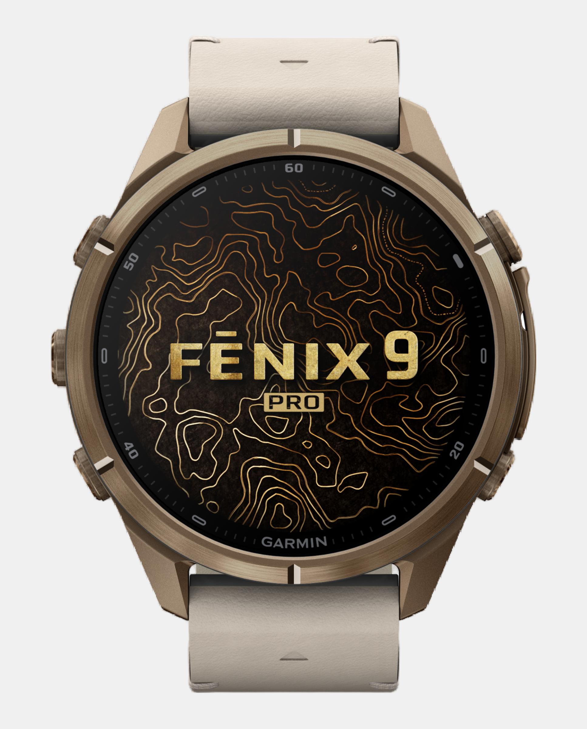 Imagen 2 de Reloj Smartwach Fénix 9 Pro – Inreach, 43 Mm Garmin Caja De Titanio Dorada Con Correa De Cuero Beige + Correa De Silicona Gris - Beige Beige
