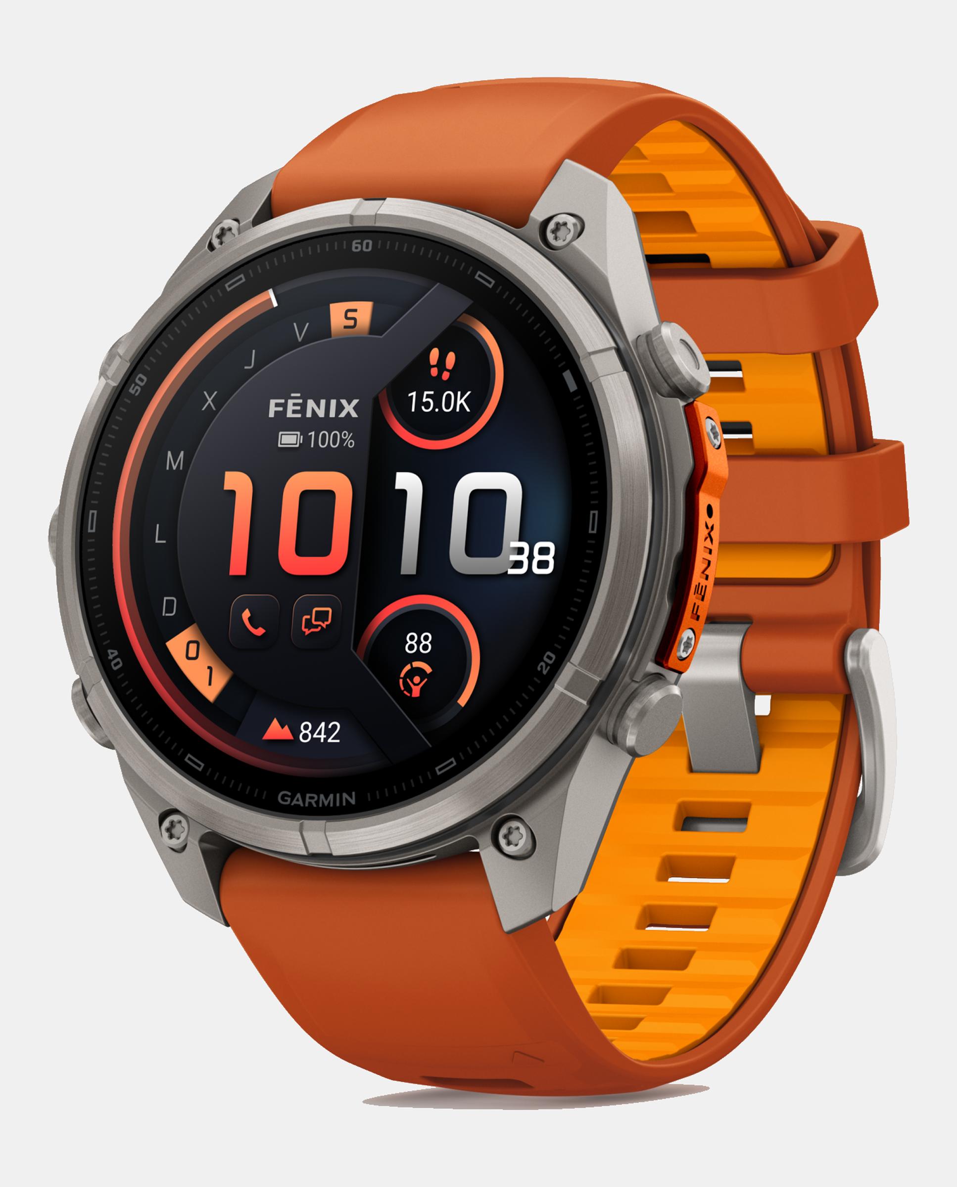 Garmin - Reloj Smartwach Fénix 9 Pro – Inreach, 47 Mm Garmin Caja De Titanio Con Correa De Silicona Naranja.