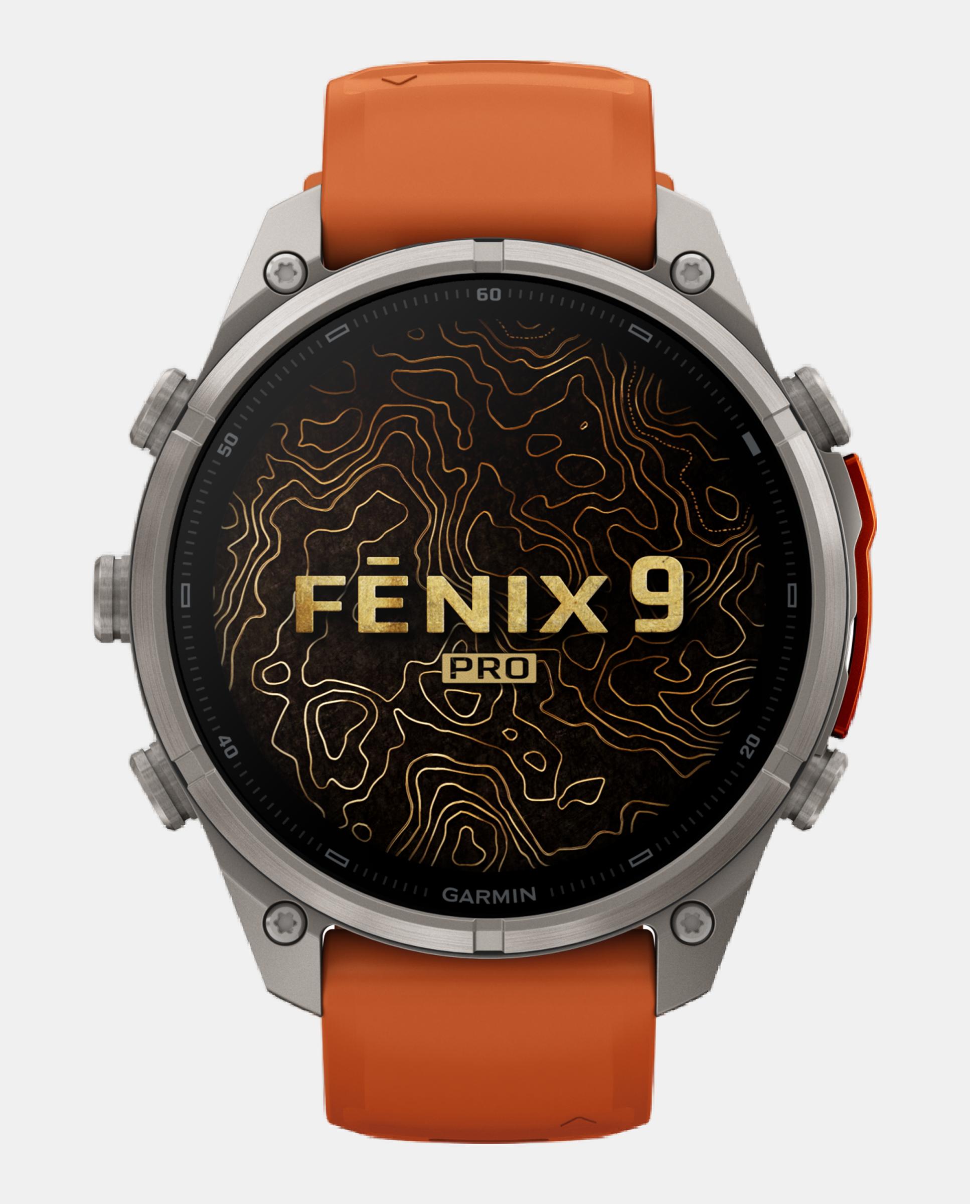 Relógio Smartwach Fénix 9 Pro - Inreach, 47 Mm Caixa de Titânio com Bracelete de Silicone Laranja Laranja / Cinzento-2