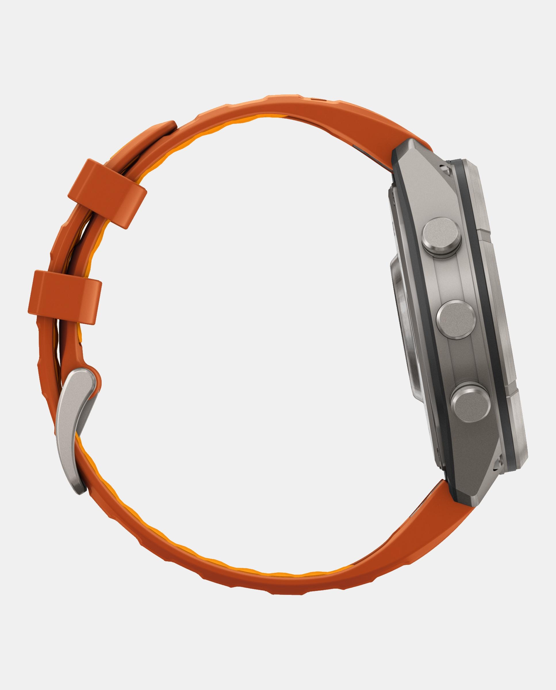 Relógio Smartwach Fénix 9 Pro - Inreach, 47 Mm Caixa de Titânio com Bracelete de Silicone Laranja Laranja / Cinzento-6