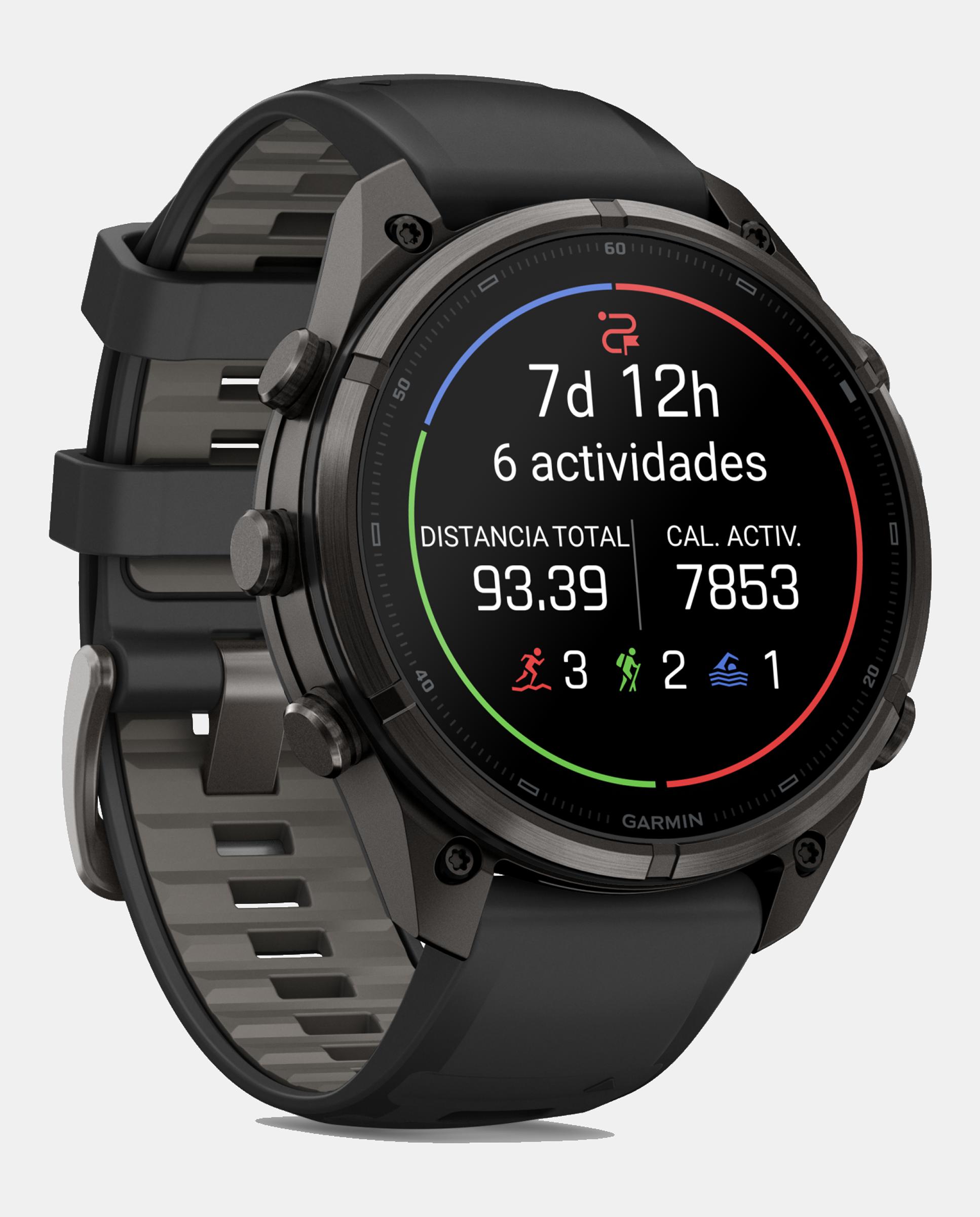 Relógio Smartwach Fénix 9 Pro - Inreach, 47 Mm Caixa de Titânio com Revestimento Dlc Cinzento Carvão com Bracelete de Silicone Preta Preto-3