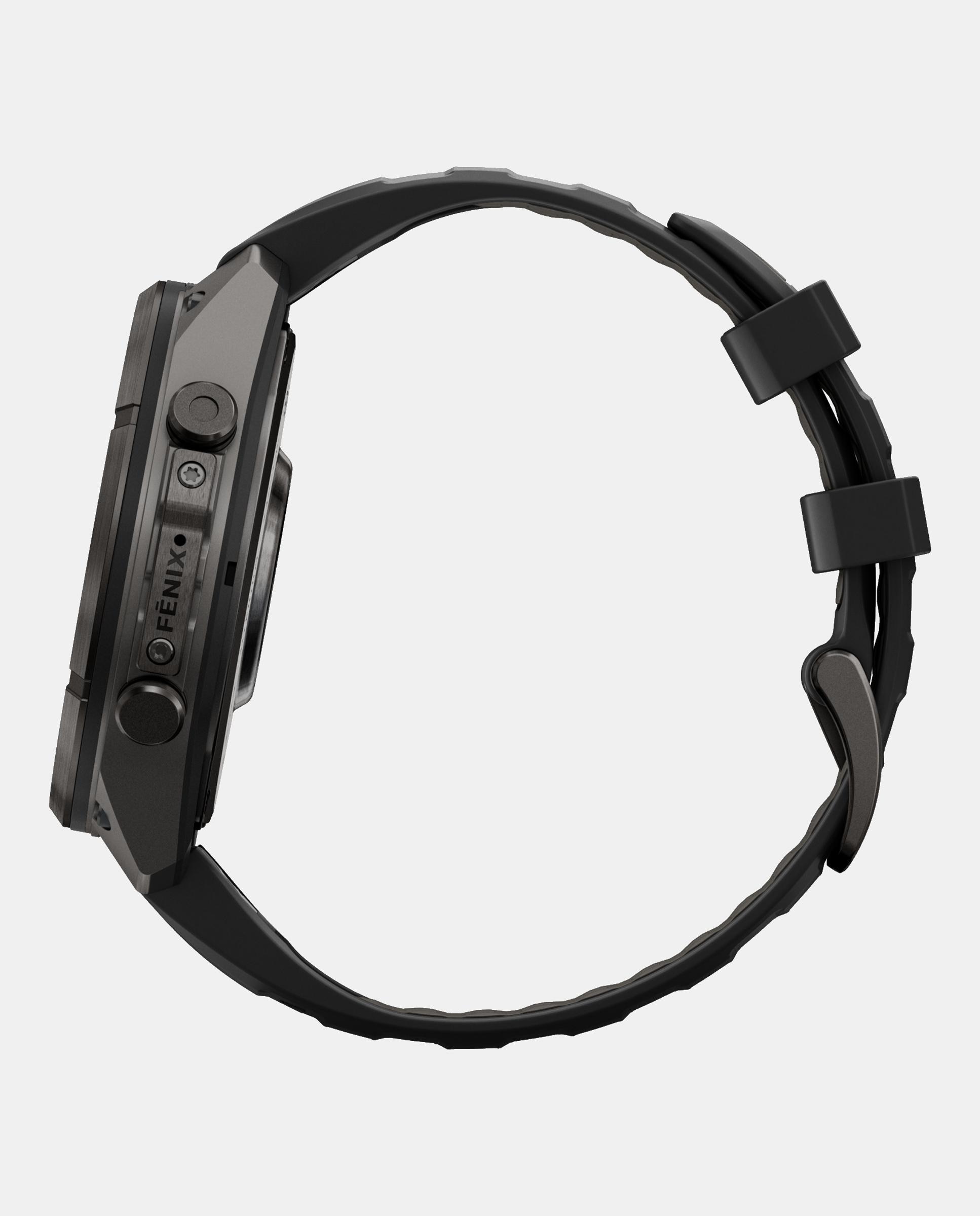 Relógio Smartwach Fénix 9 Pro - Inreach, 47 Mm Caixa de Titânio com Revestimento Dlc Cinzento Carvão com Bracelete de Silicone Preta Preto-4