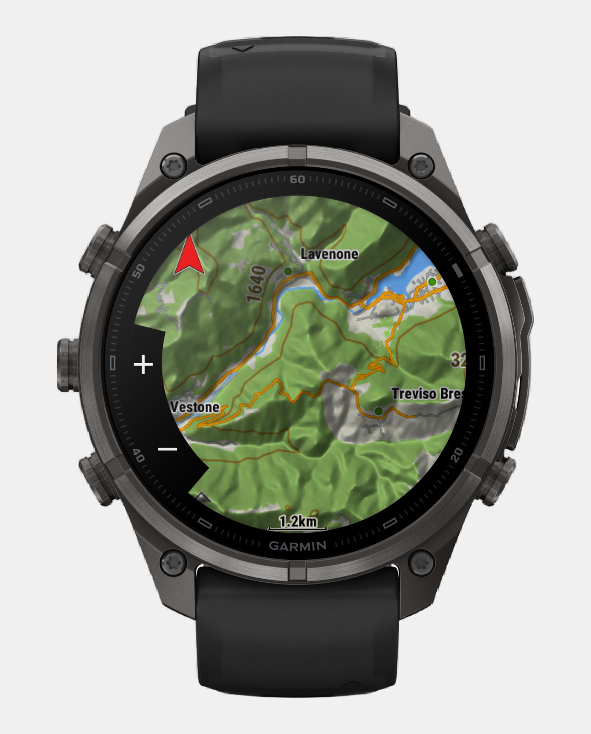 Relógio Smartwach Fénix 9 Pro - Inreach, 47 Mm Caixa de Titânio com Revestimento Dlc Cinzento Carvão com Bracelete de Silicone Preta Preto-8