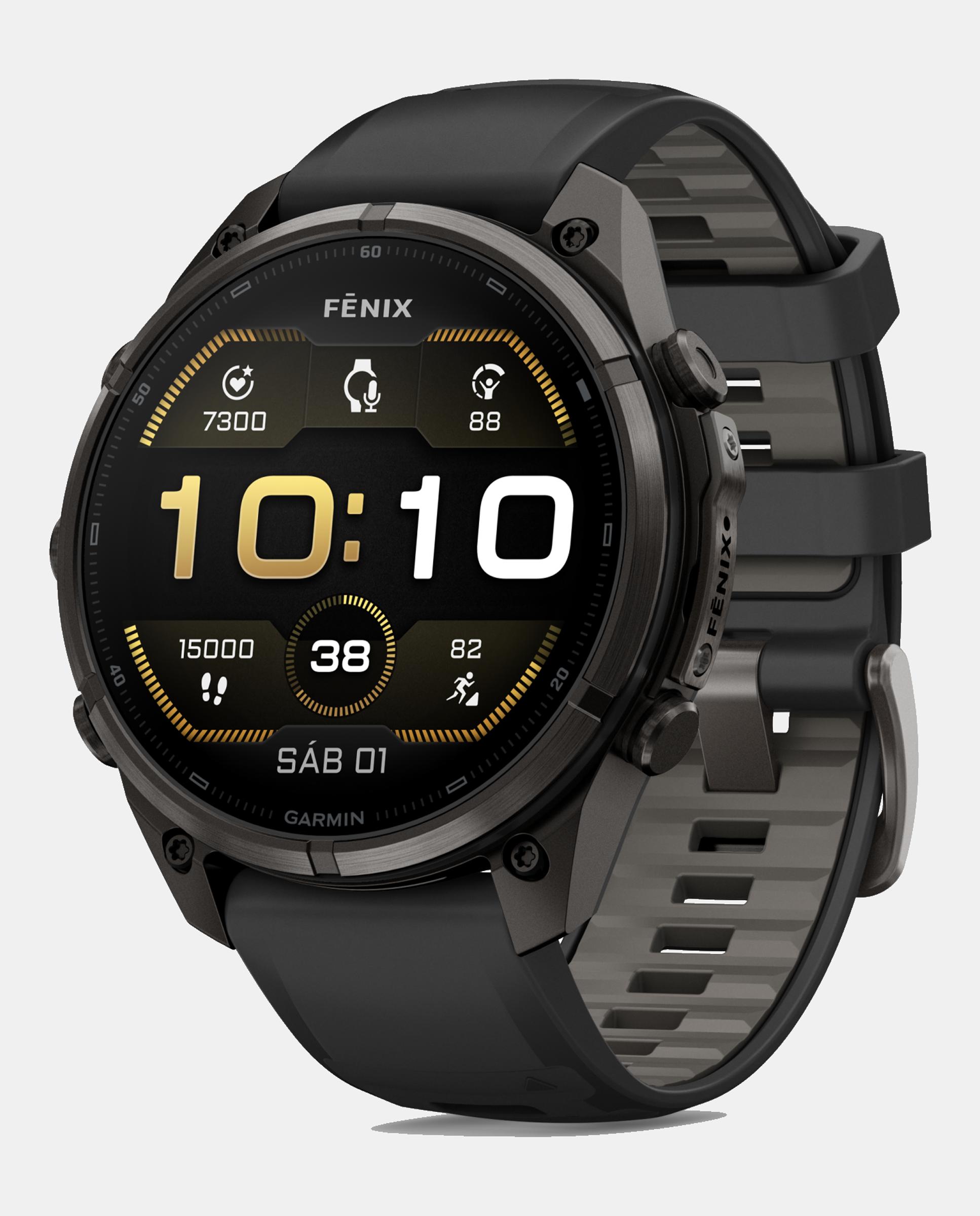 Garmin - Reloj Smartwach Fénix 9 Pro – 47 Mm Garmin Caja De Titanio Con Recubrimiento Dlc Gris Carbón Con Correa De Silicona Negra.