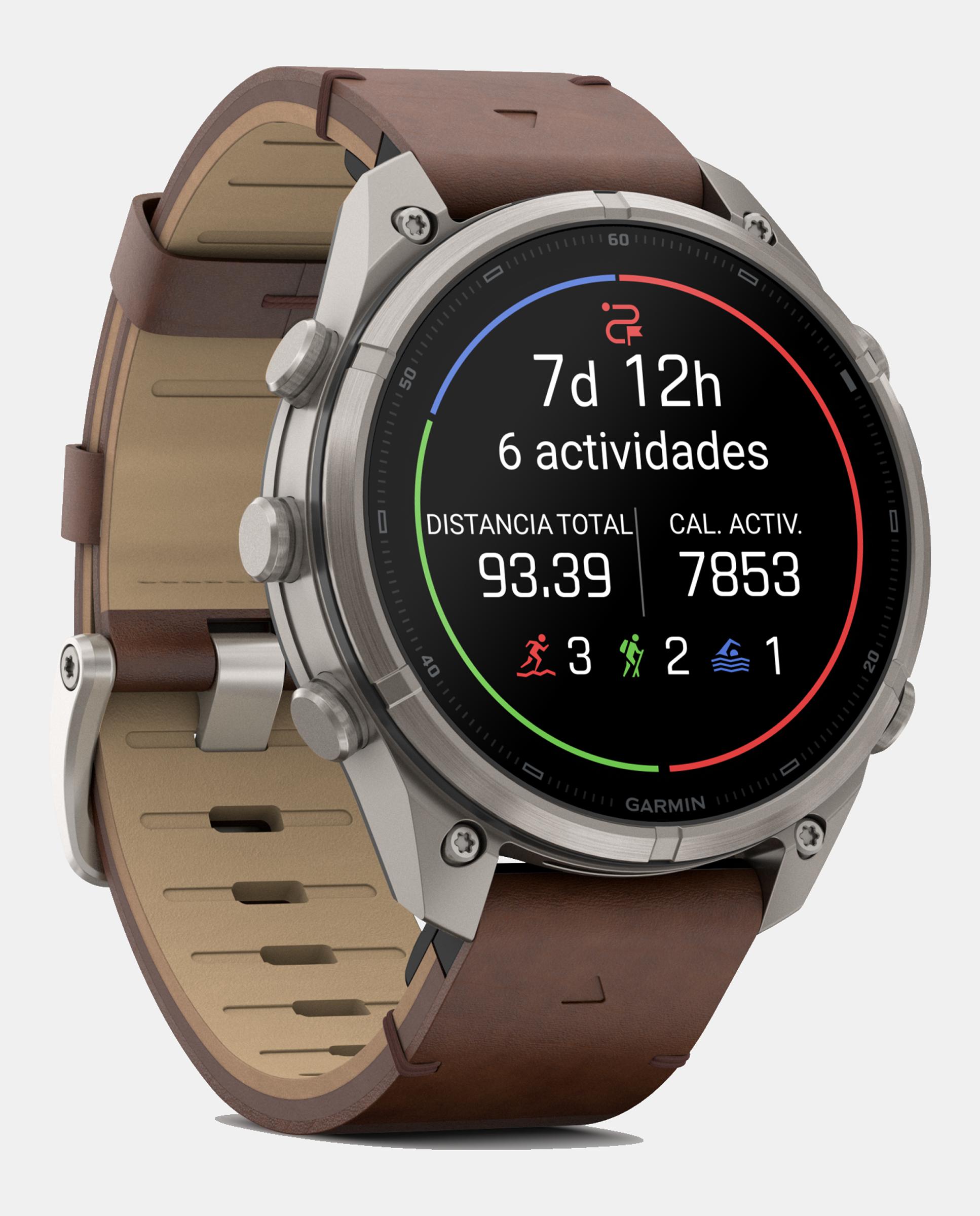 Reloj Smartwach Fénix 9 Pro – Inreach, 47 Mm Garmin Caja De Titanio Con Correa De Cuero Marrón + Correa De Silicona Gris - Gris / Marrón Gris / Marrón-3