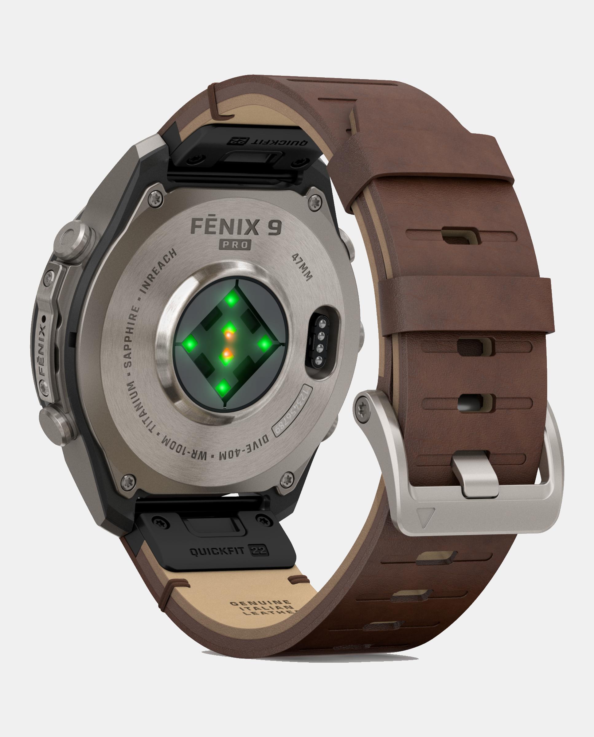 Reloj Smartwach Fénix 9 Pro – Inreach, 47 Mm Garmin Caja De Titanio Con Correa De Cuero Marrón + Correa De Silicona Gris - Gris / Marrón Gris / Marrón-5