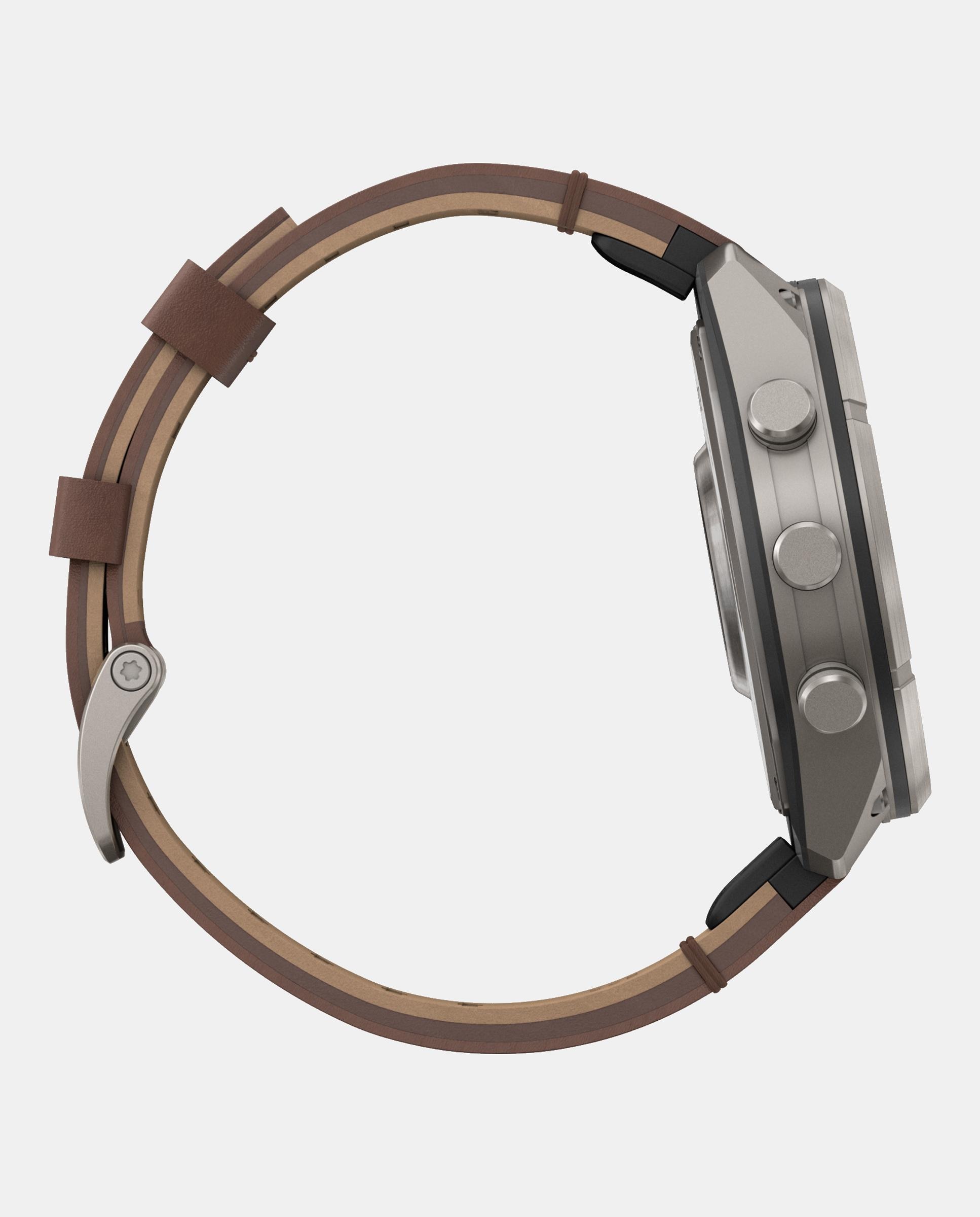 Reloj Smartwach Fénix 9 Pro – Inreach, 47 Mm Garmin Caja De Titanio Con Correa De Cuero Marrón + Correa De Silicona Gris - Gris / Marrón Gris / Marrón-6