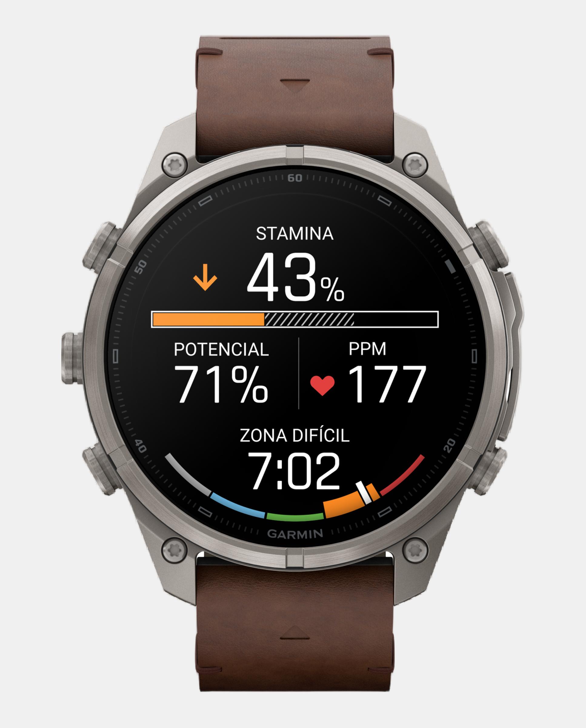 Reloj Smartwach Fénix 9 Pro – Inreach, 47 Mm Garmin Caja De Titanio Con Correa De Cuero Marrón + Correa De Silicona Gris - Gris / Marrón Gris / Marrón-7