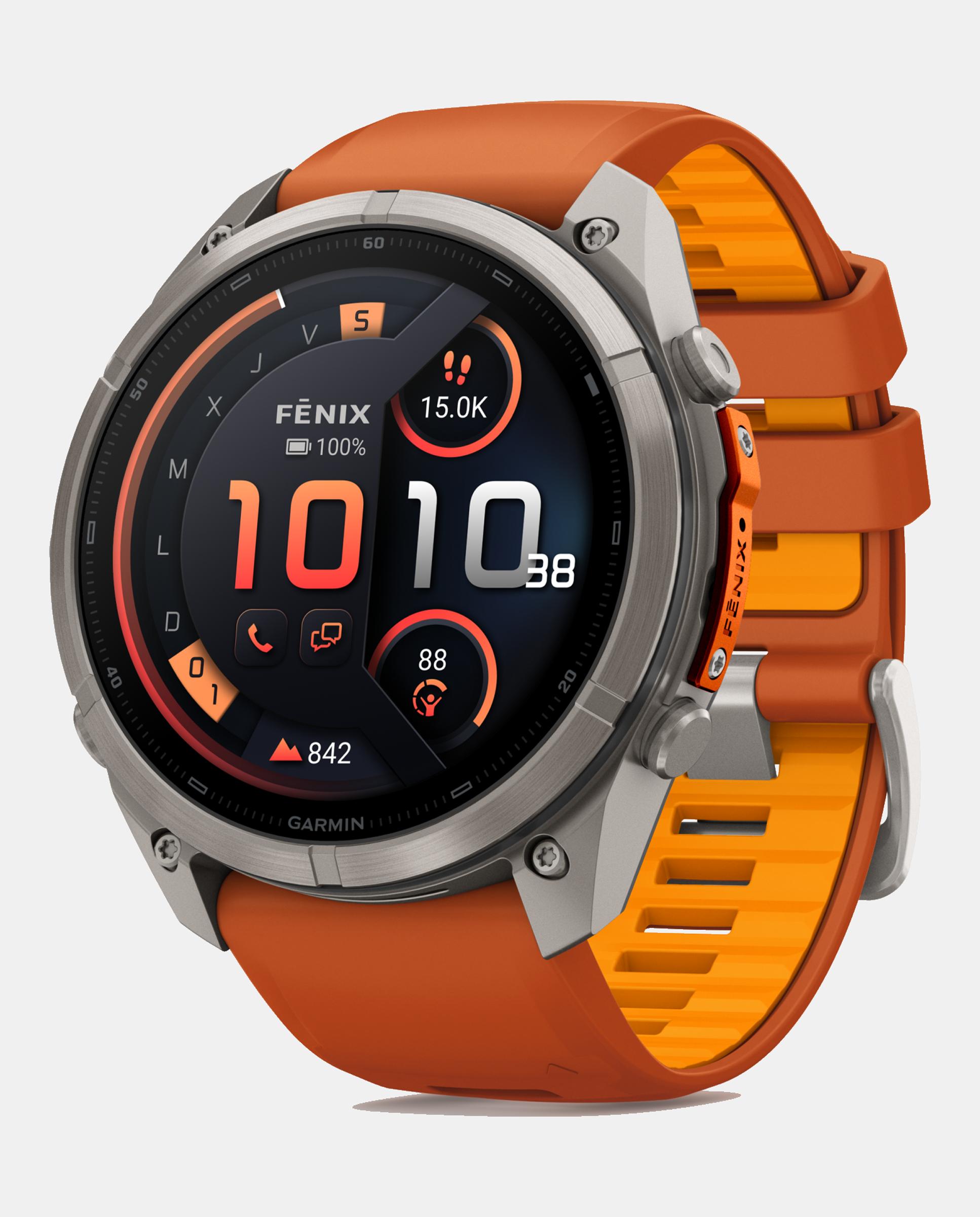 Garmin - Reloj Smartwach Fénix 9 Pro – Inreach, 51 Mm Garmin Caja De Titanio Con Correa De Silicona Naranja.