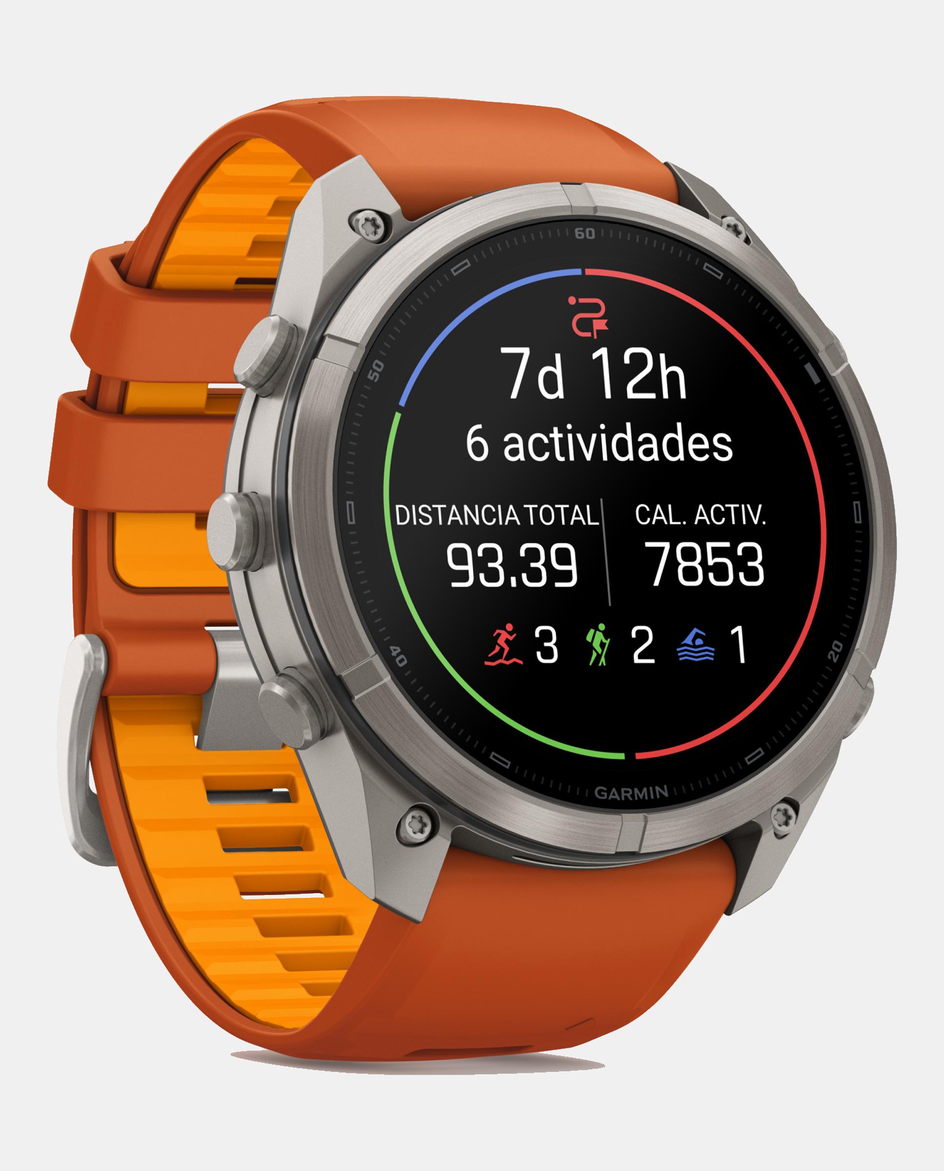 Imagen 3 de Reloj Smartwach Fénix 9 Pro – Inreach, 51 Mm Garmin Caja De Titanio Con Correa De Silicona Naranja - Naranja / Gris Naranja / Gris