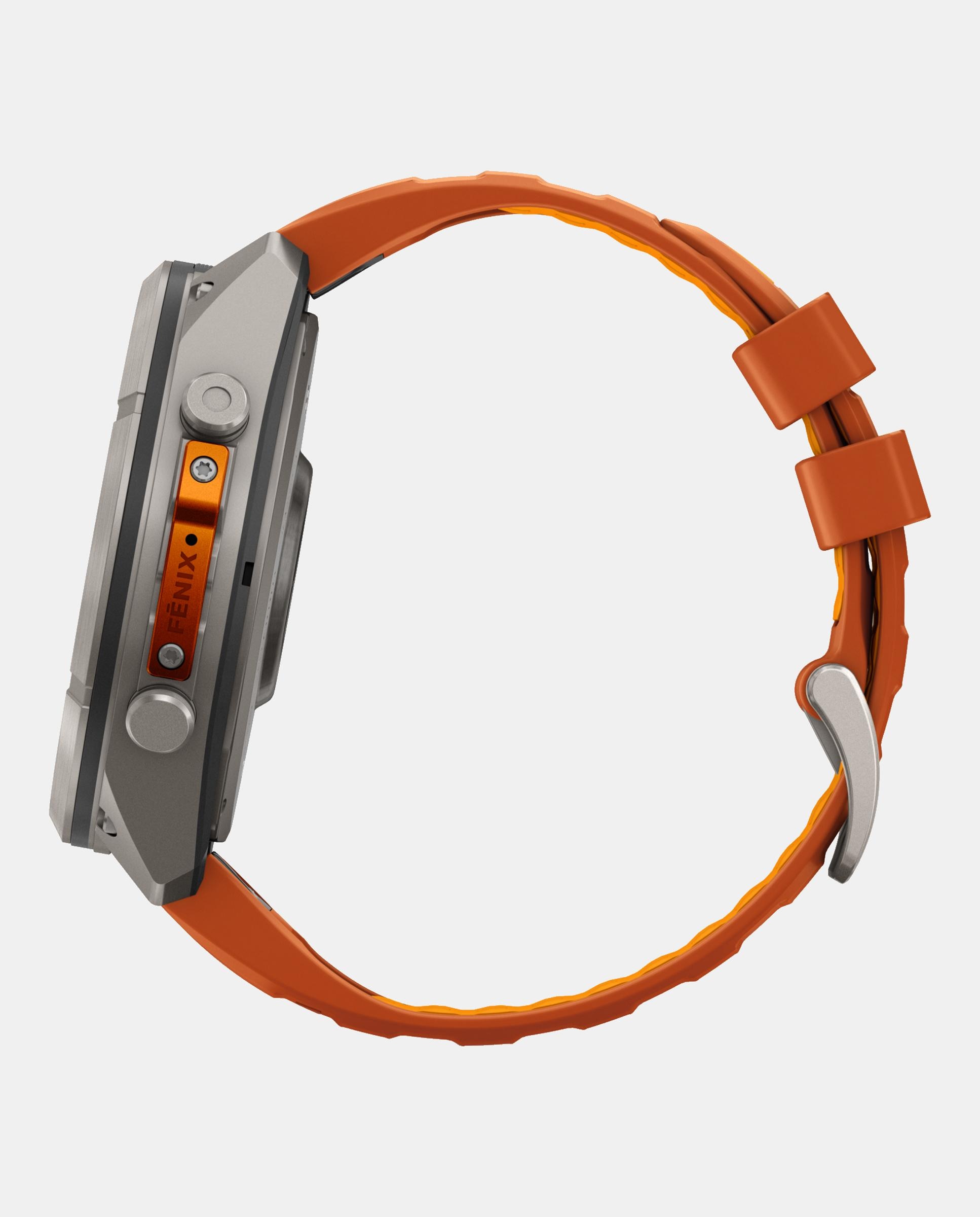 Imagen 4 de Reloj Smartwach Fénix 9 Pro – Inreach, 51 Mm Garmin Caja De Titanio Con Correa De Silicona Naranja - Naranja / Gris Naranja / Gris