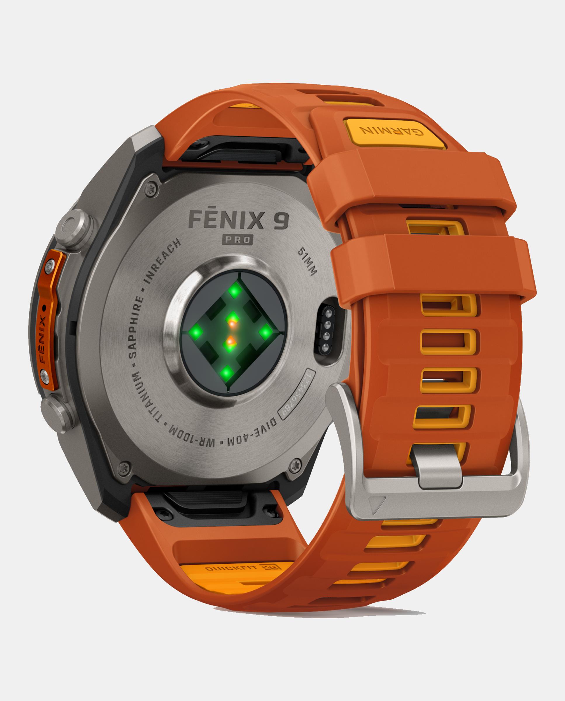 Imagen 5 de Reloj Smartwach Fénix 9 Pro – Inreach, 51 Mm Garmin Caja De Titanio Con Correa De Silicona Naranja - Naranja / Gris Naranja / Gris
