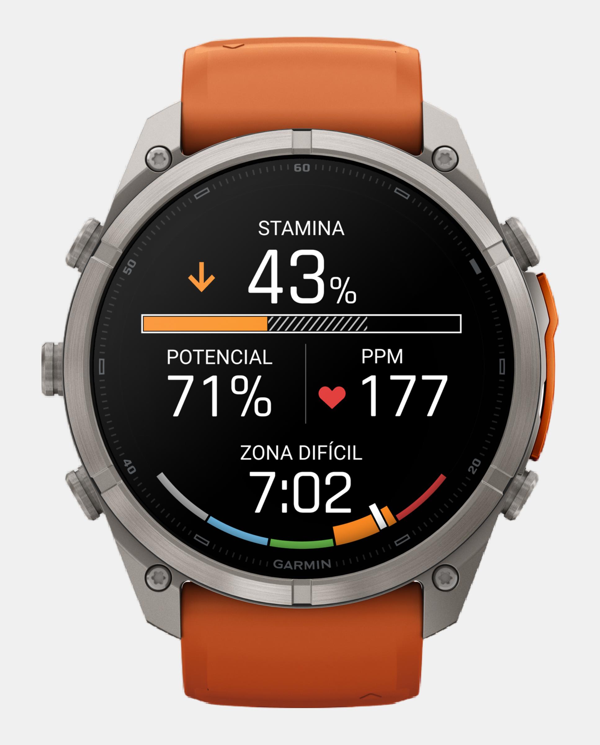 Imagen 8 de Reloj Smartwach Fénix 9 Pro – Inreach, 51 Mm Garmin Caja De Titanio Con Correa De Silicona Naranja - Naranja / Gris Naranja / Gris