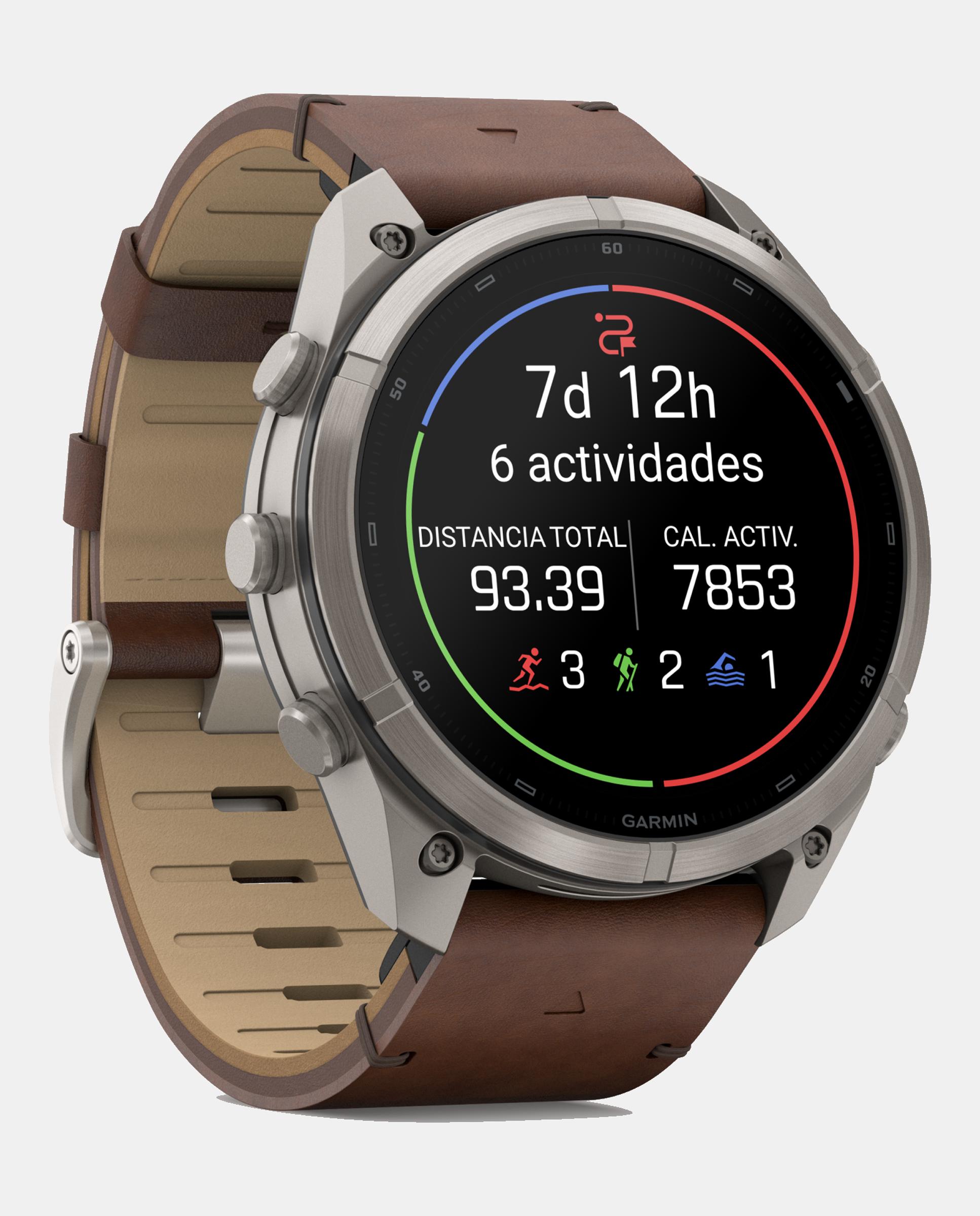 Reloj Smartwach Fénix 9 Pro – Inreach, 51 Mm Garmin Caja De Titanio Con Correa De Cuero Marrón + Correa De Silicona Gris - Gris / Marrón Gris / Marrón-3