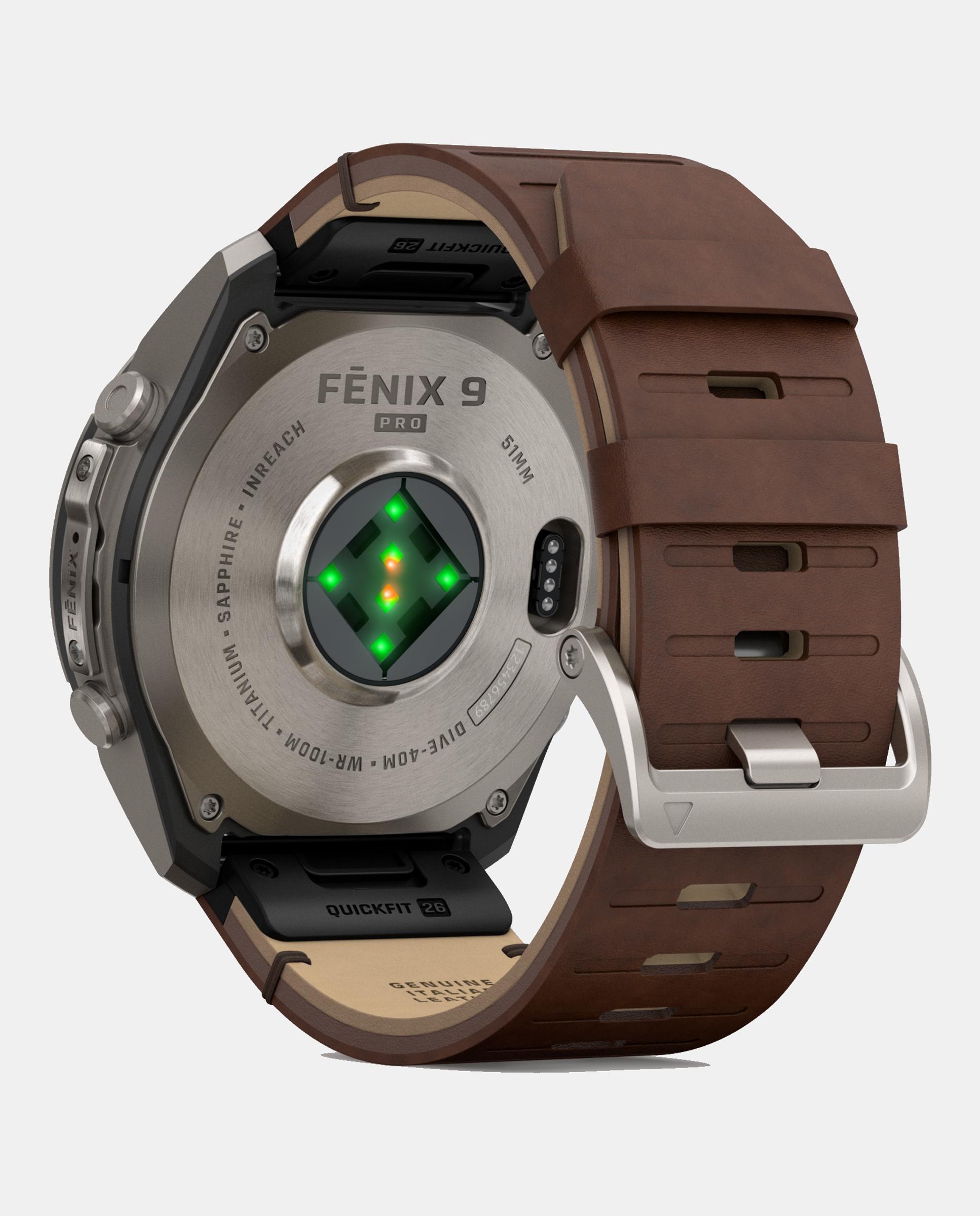 Reloj Smartwach Fénix 9 Pro – Inreach, 51 Mm Garmin Caja De Titanio Con Correa De Cuero Marrón + Correa De Silicona Gris - Gris / Marrón Gris / Marrón-5