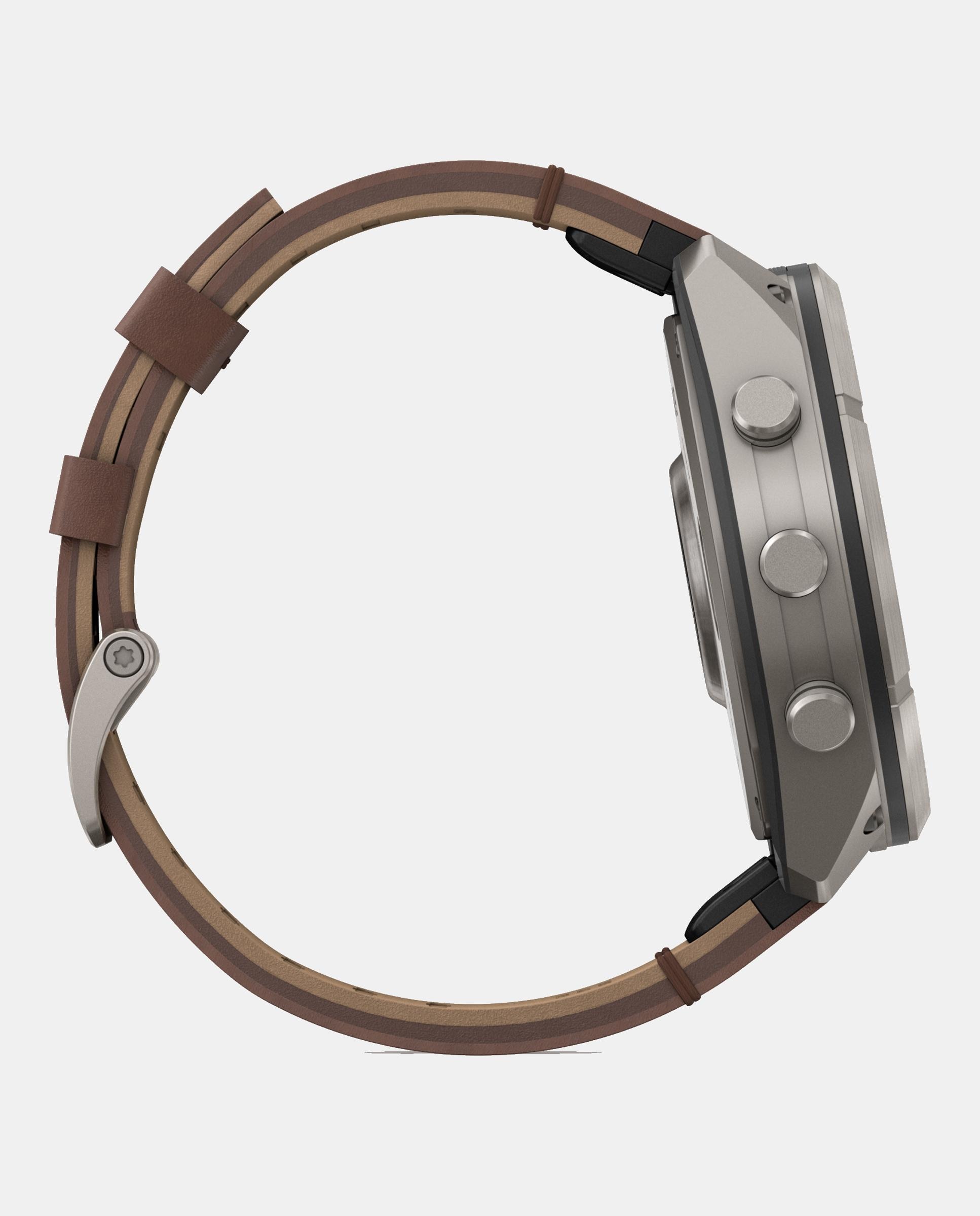 Reloj Smartwach Fénix 9 Pro – Inreach, 51 Mm Garmin Caja De Titanio Con Correa De Cuero Marrón + Correa De Silicona Gris - Gris / Marrón Gris / Marrón-6