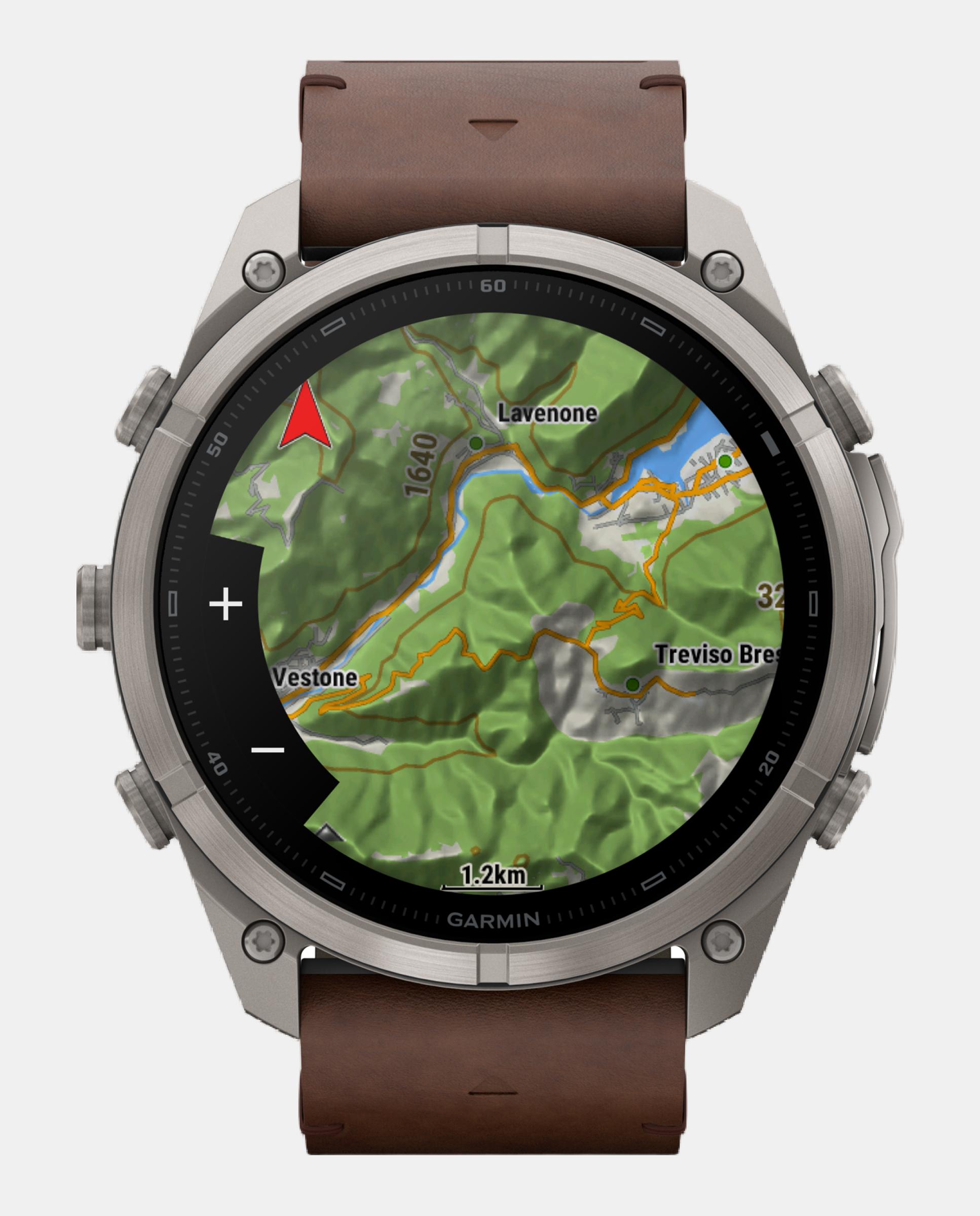 Reloj Smartwach Fénix 9 Pro – Inreach, 51 Mm Garmin Caja De Titanio Con Correa De Cuero Marrón + Correa De Silicona Gris - Gris / Marrón Gris / Marrón-8