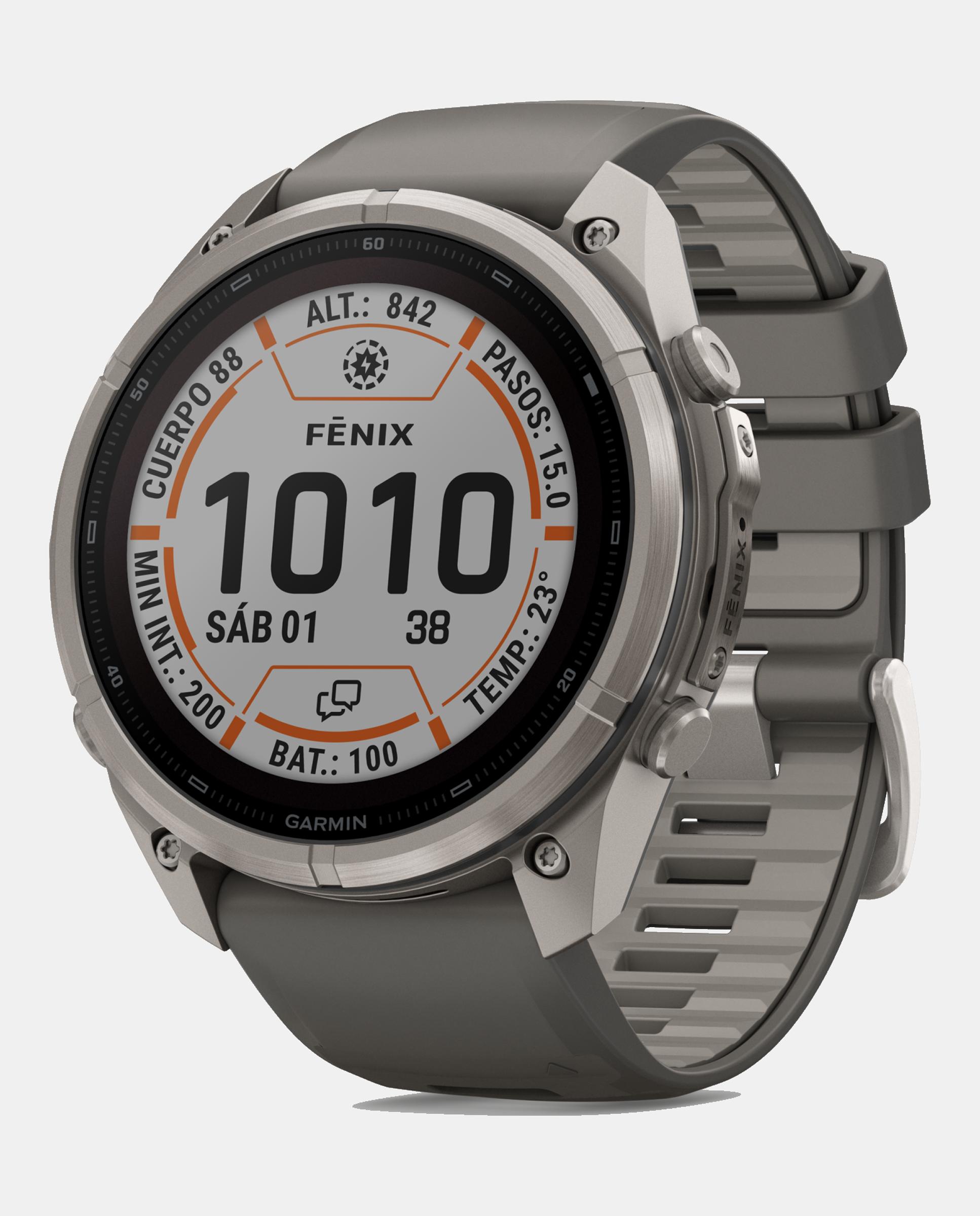 Garmin - Reloj Smartwach Fénix 9 Pro – Inreach, Solar, 51 Mm Garmin Caja De Titanio Con Correa De Silicona Gris.