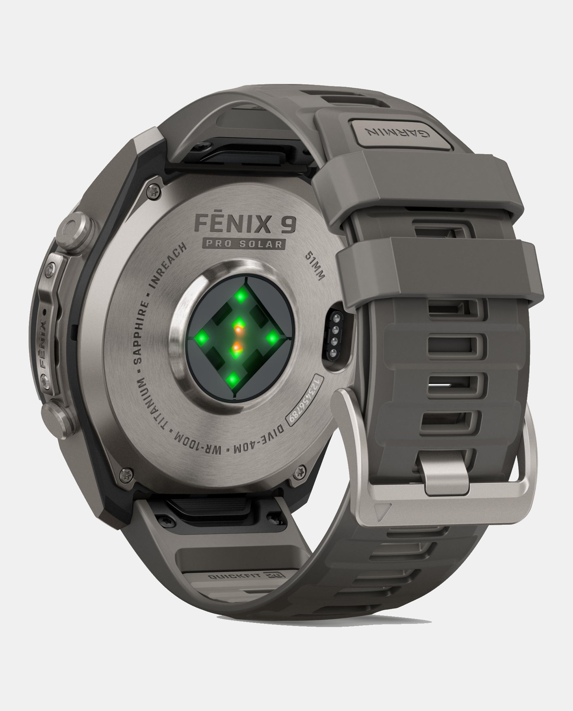 Relógio Smartwach Fénix 9 Pro - Inreach, Solar, 51 Mm Caixa de Titânio com Bracelete de Silicone Cinzenta Cinzento-5
