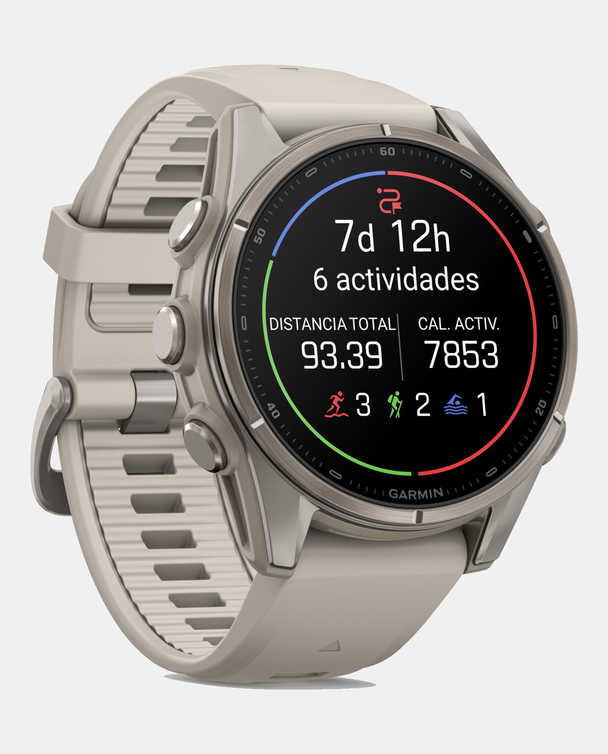 Relógio Smartwach Fénix 9 - 43 Mm Titânio com Bracelete de Silicone Branca Branco / Preto-3
