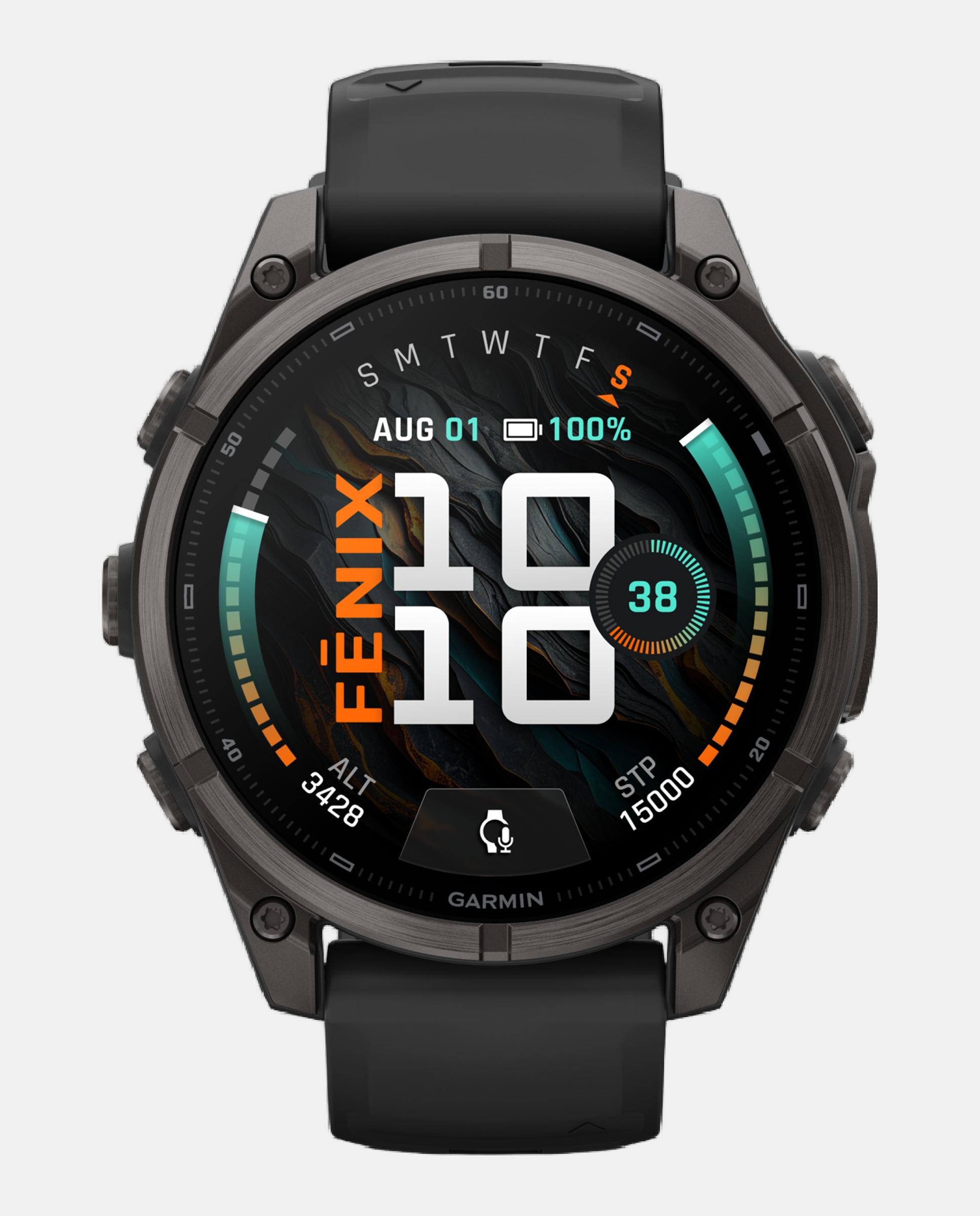 Relógio Smartwach Fénix 9 - 47 Mm Titânio com Revestimento Dlc Cinzento Carvão com Bracelete de Silicone Preta Preto-2