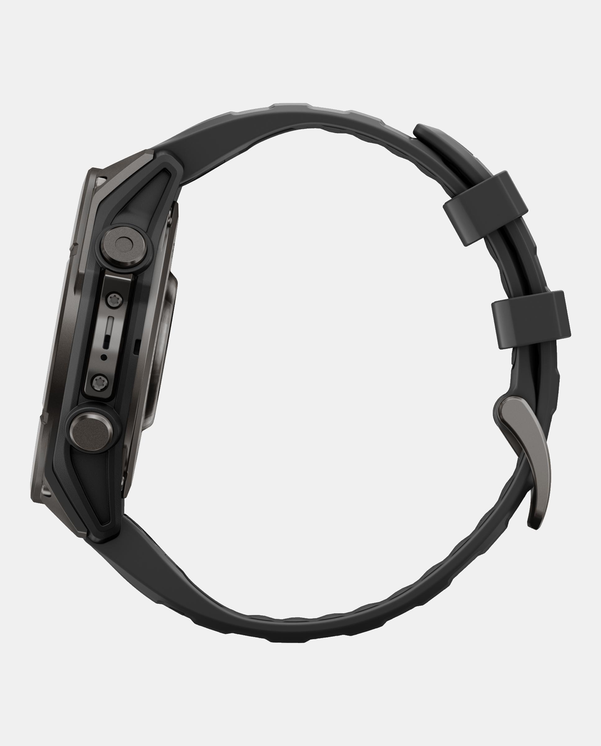 Relógio Smartwach Fénix 9 - 47 Mm Titânio com Revestimento Dlc Cinzento Carvão com Bracelete de Silicone Preta Preto-4