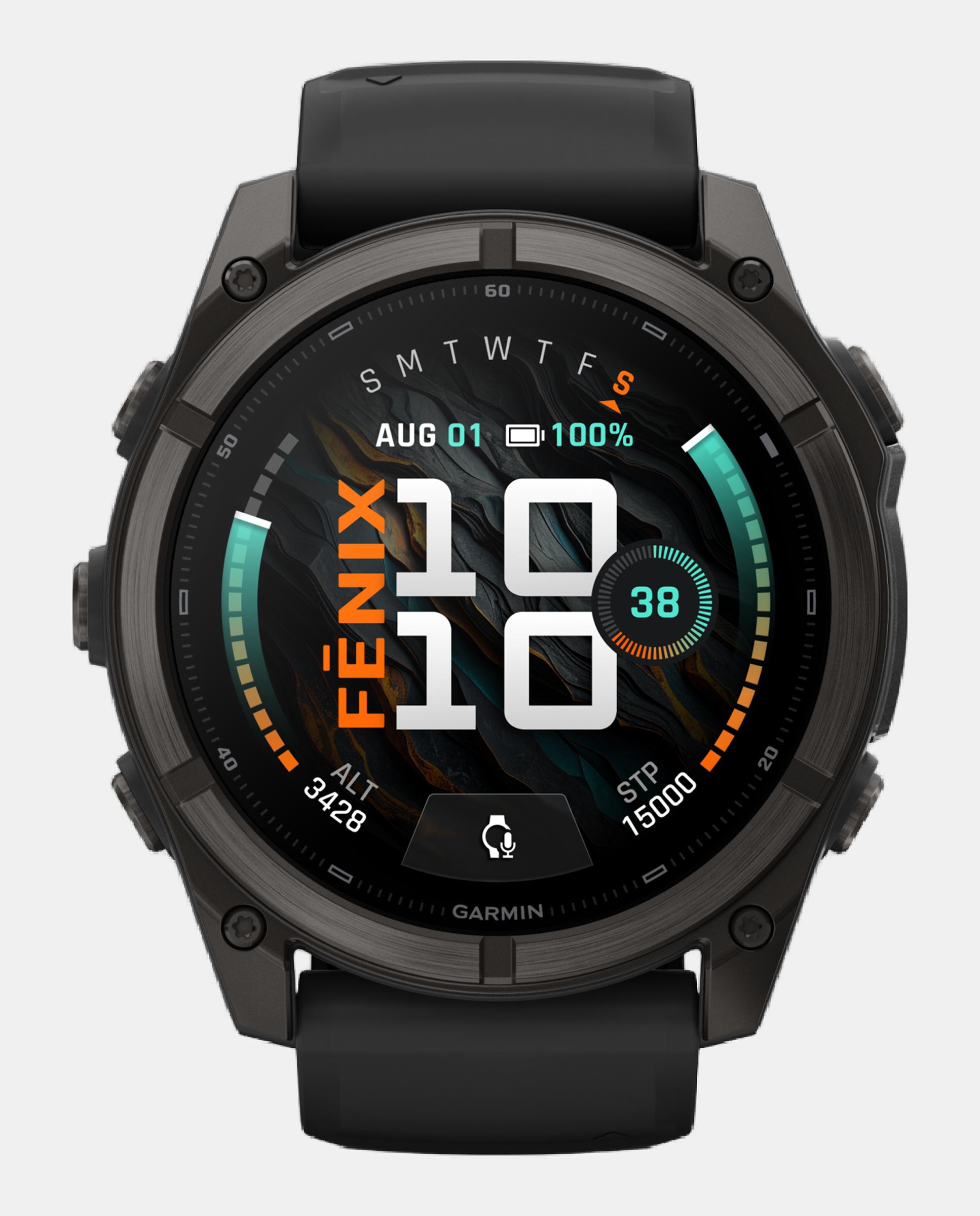 Relógio Smartwach Fénix 9 - 51 Mm Caixa de Titânio com Revestimento Dlc Cinzento Carvão com Bracelete de Silicone Preta Preto-2