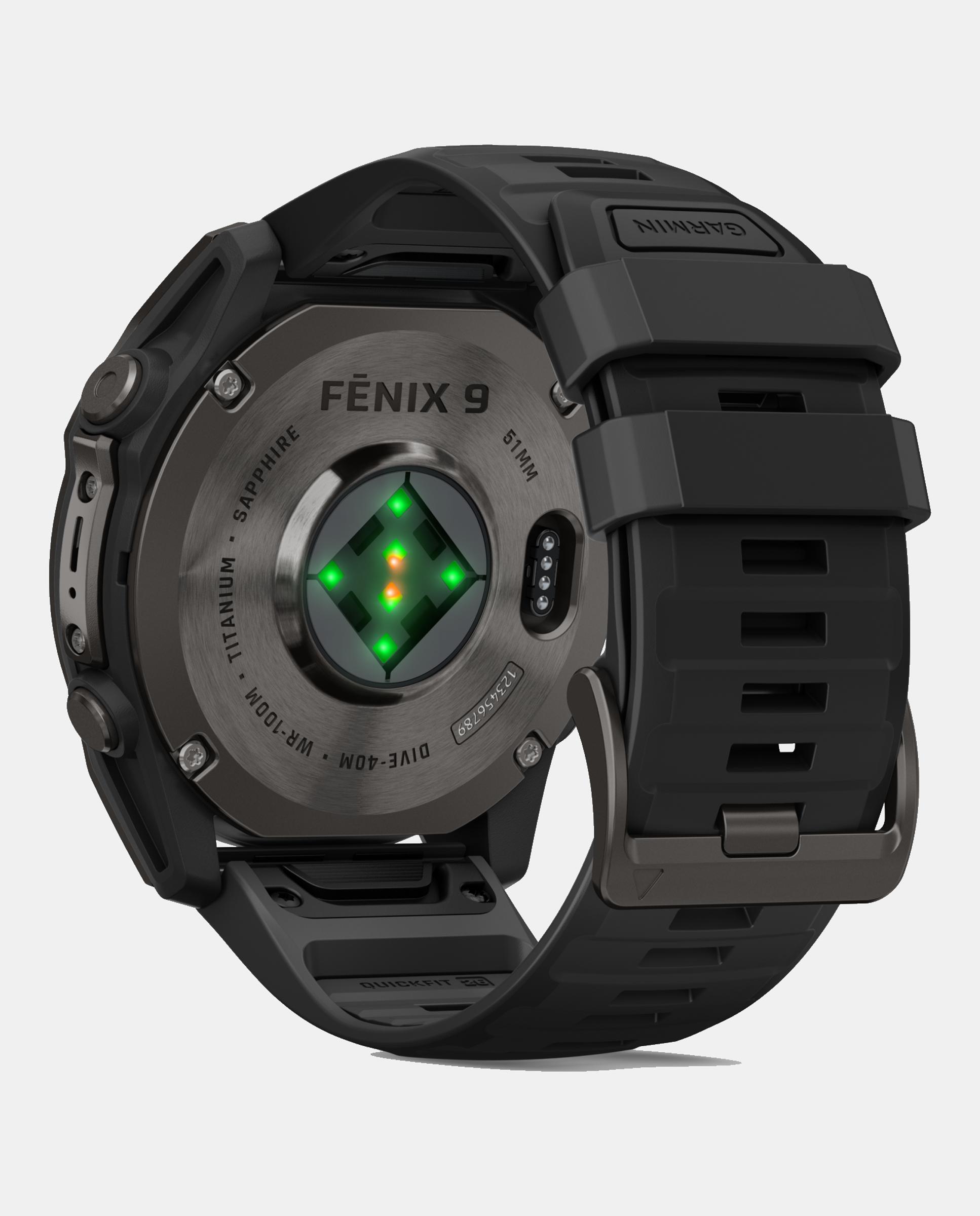Relógio Smartwach Fénix 9 - 51 Mm Caixa de Titânio com Revestimento Dlc Cinzento Carvão com Bracelete de Silicone Preta Preto-5