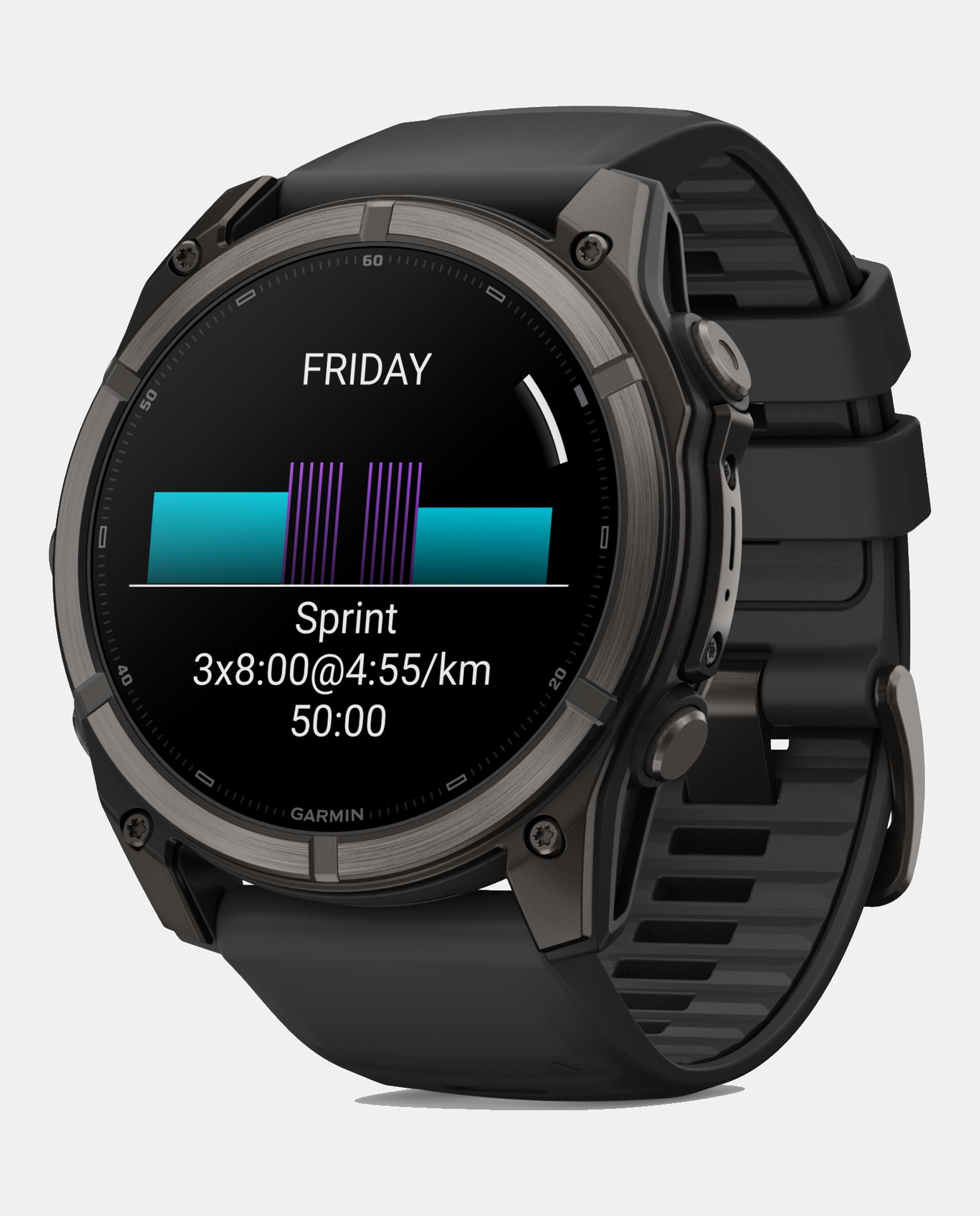Relógio Smartwach Fénix 9 - 51 Mm Caixa de Titânio com Revestimento Dlc Cinzento Carvão com Bracelete de Silicone Preta Preto-7