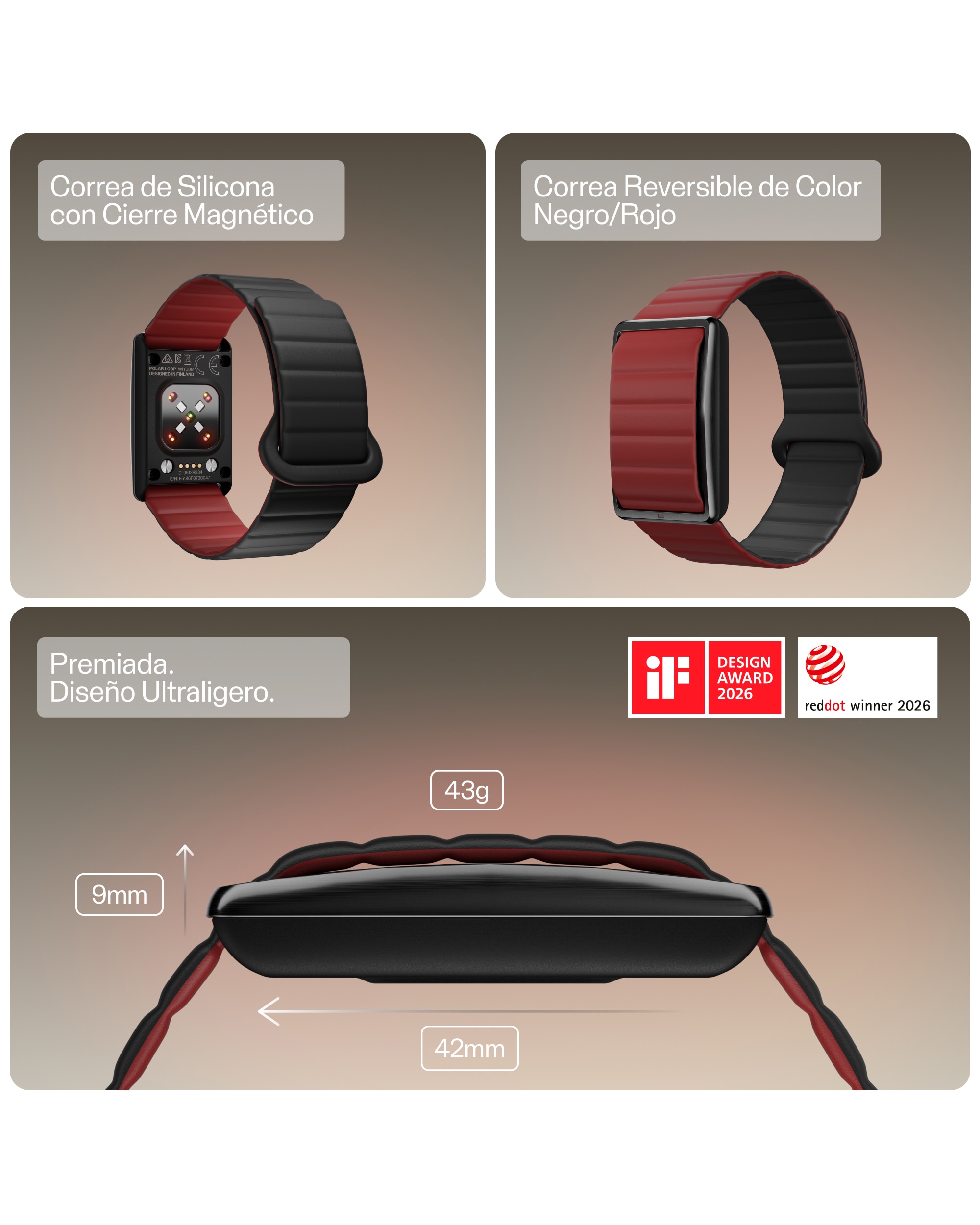 Pulsera De Actividad Loop Polar - Negro Negro-3