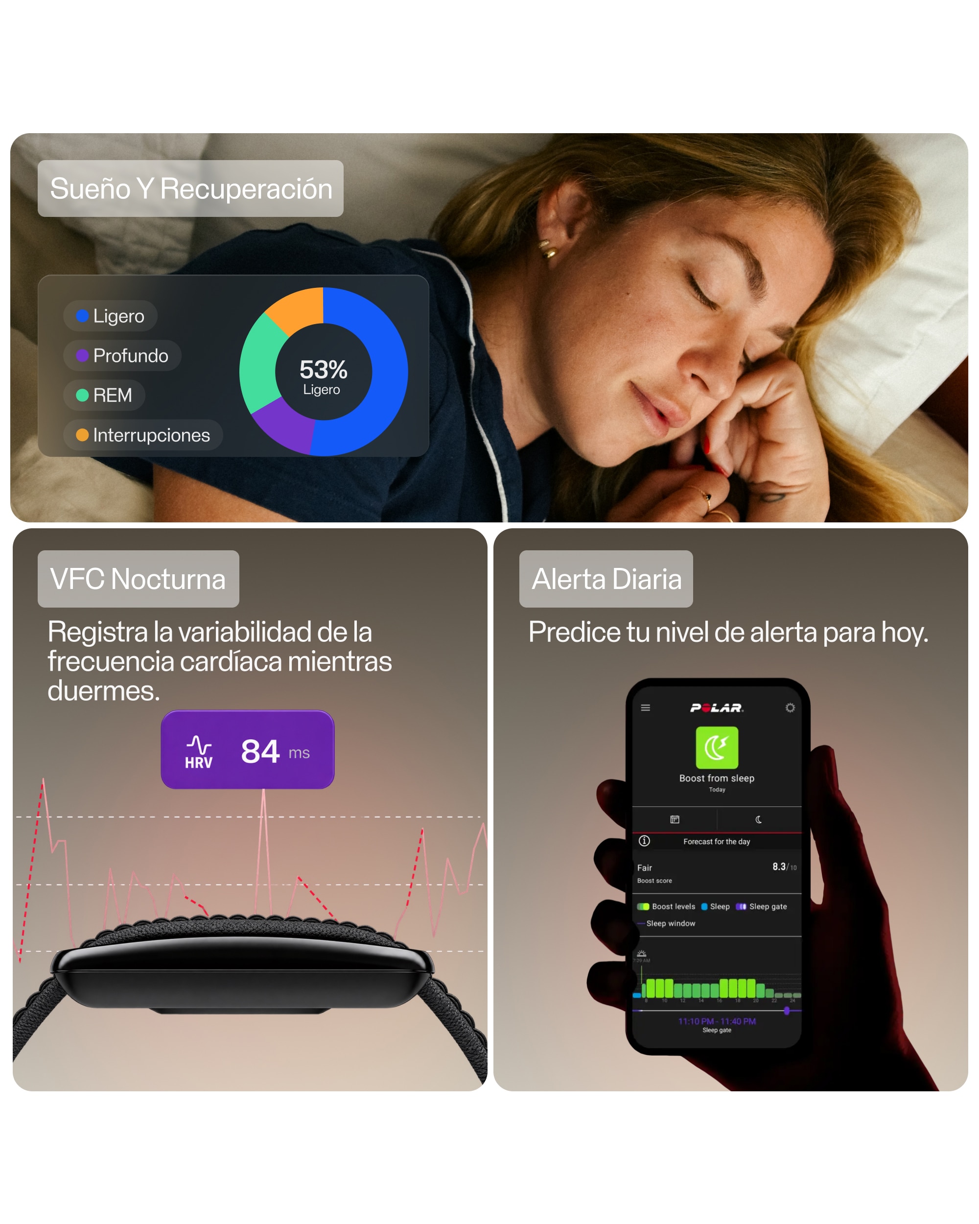 Pulsera De Actividad Loop Polar - Negro Negro-6