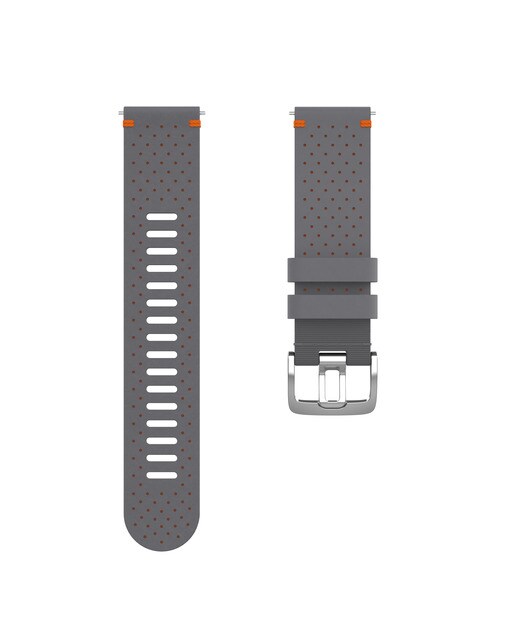 Correia de pele para relógio 22 mm Tamanho M-L Cinzento / Laranja-1