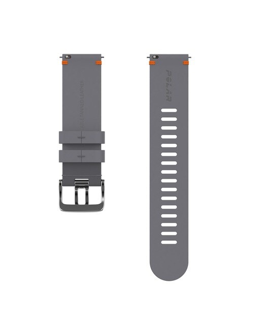 Correia de pele para relógio 22 mm Tamanho M-L Cinzento / Laranja-2