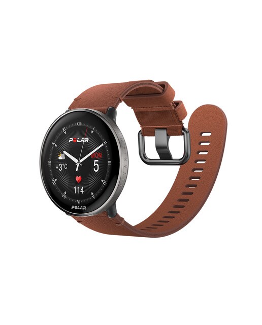 Correia de Couro para Relógio Smartwatch Ignite 3 Titanium - 20 mm Tamanho M-L Castanho-4