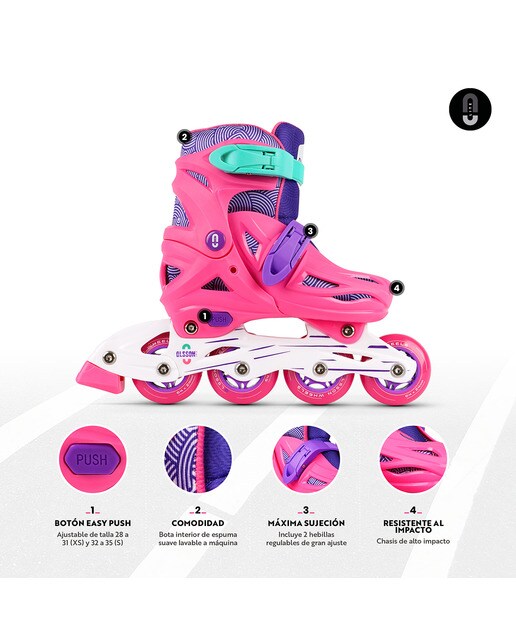 Patins em Linha Sally Rosa-3