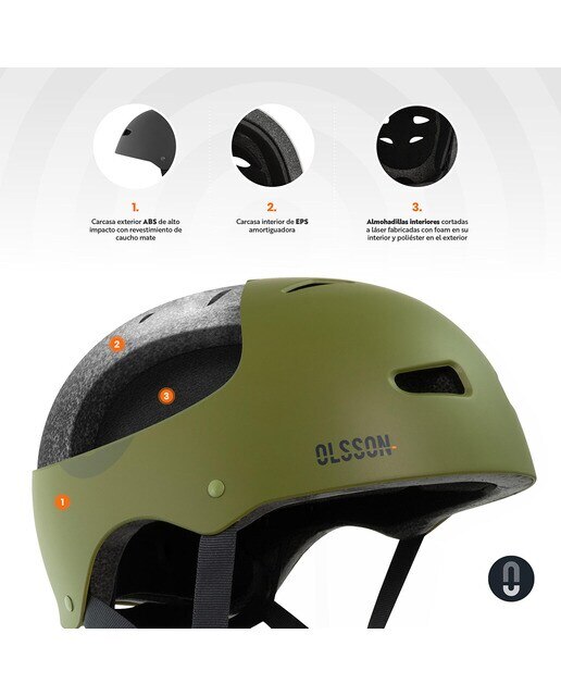 Capacete de Patinagem Urban Rider Verde-militar-4