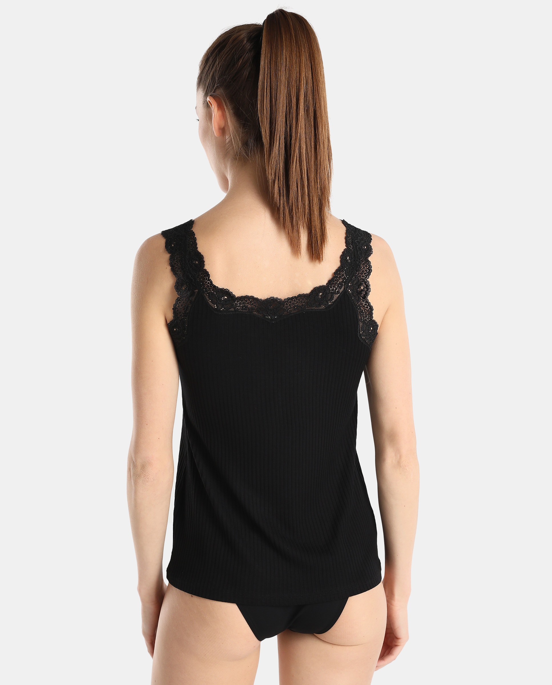 Camisola interior Angel de mulher Janira canelada Preto-2